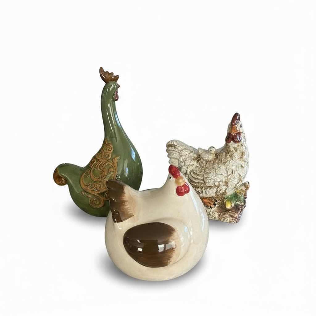 Photo 1 of 3 CERAMIC BIRD FIGURINES TALLEST H12”
