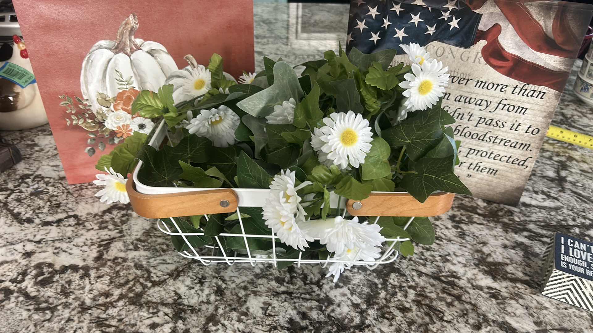 Photo 1 of 4 PC HOME DECOR AND FAUX FLOWERS (ARTWORK 12” X 12”)