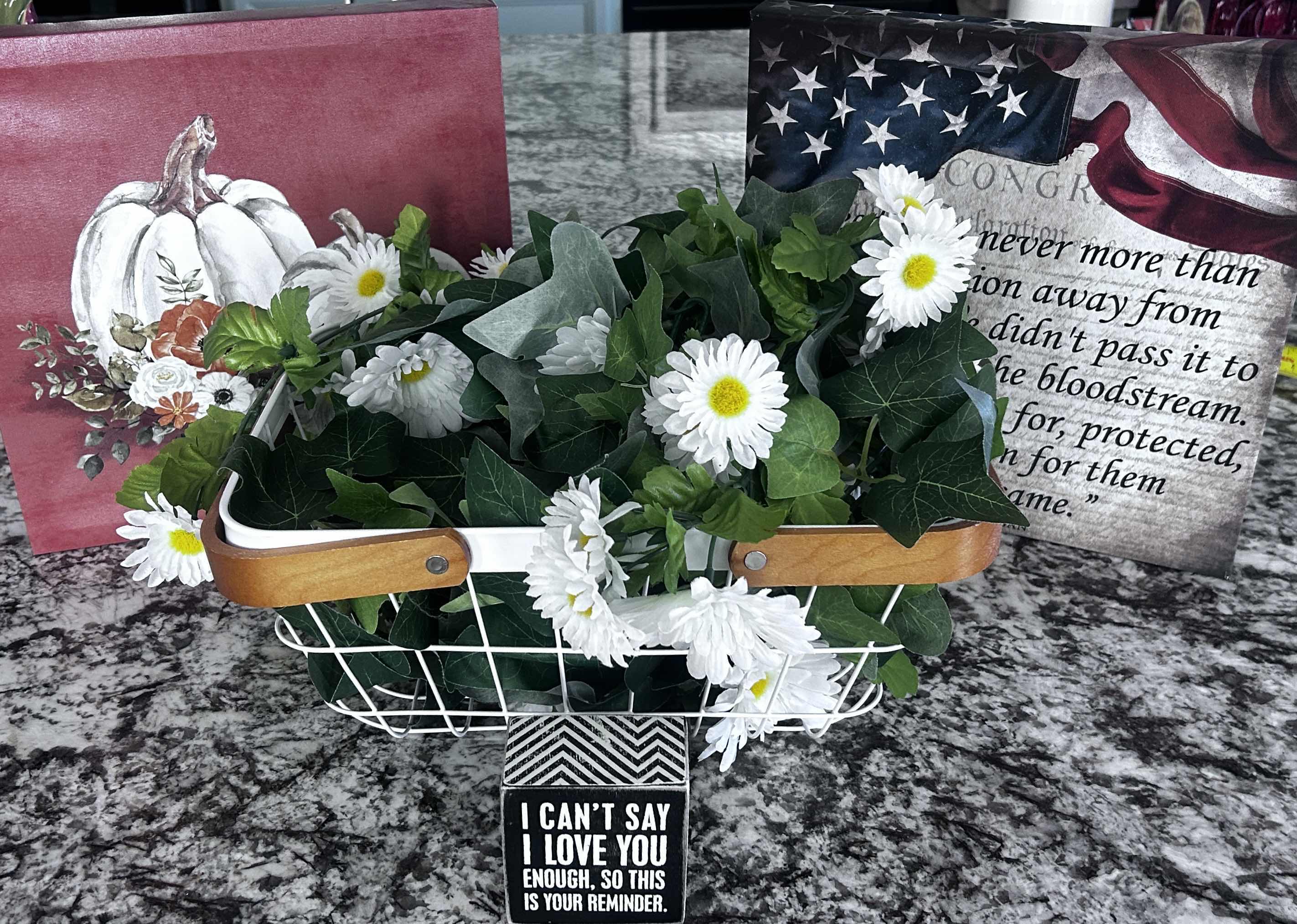 Photo 1 of 4 PC HOME DECOR AND FAUX FLOWERS (ARTWORK 12” X 12”)