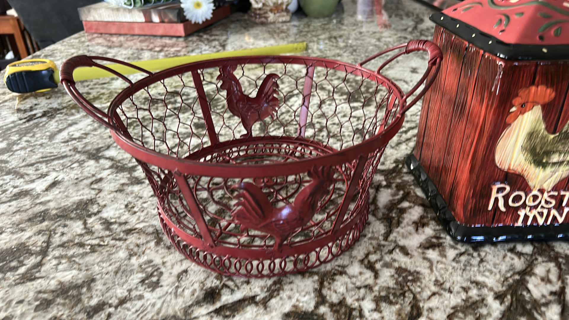 Photo 1 of LIDDED ROOSTER CANISTER H11” AND WIRE BASKET