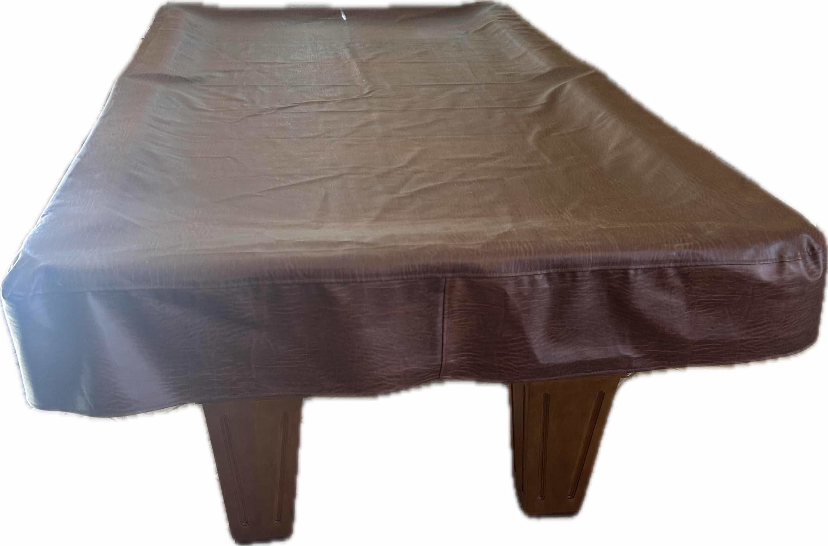 Photo 1 of AUTHENTIC BRUNSWICK POOL TABLE W GREEN FELT & FRINGED LEATHER POCKETS COVER INCLUDED 95" X 53" H 32"