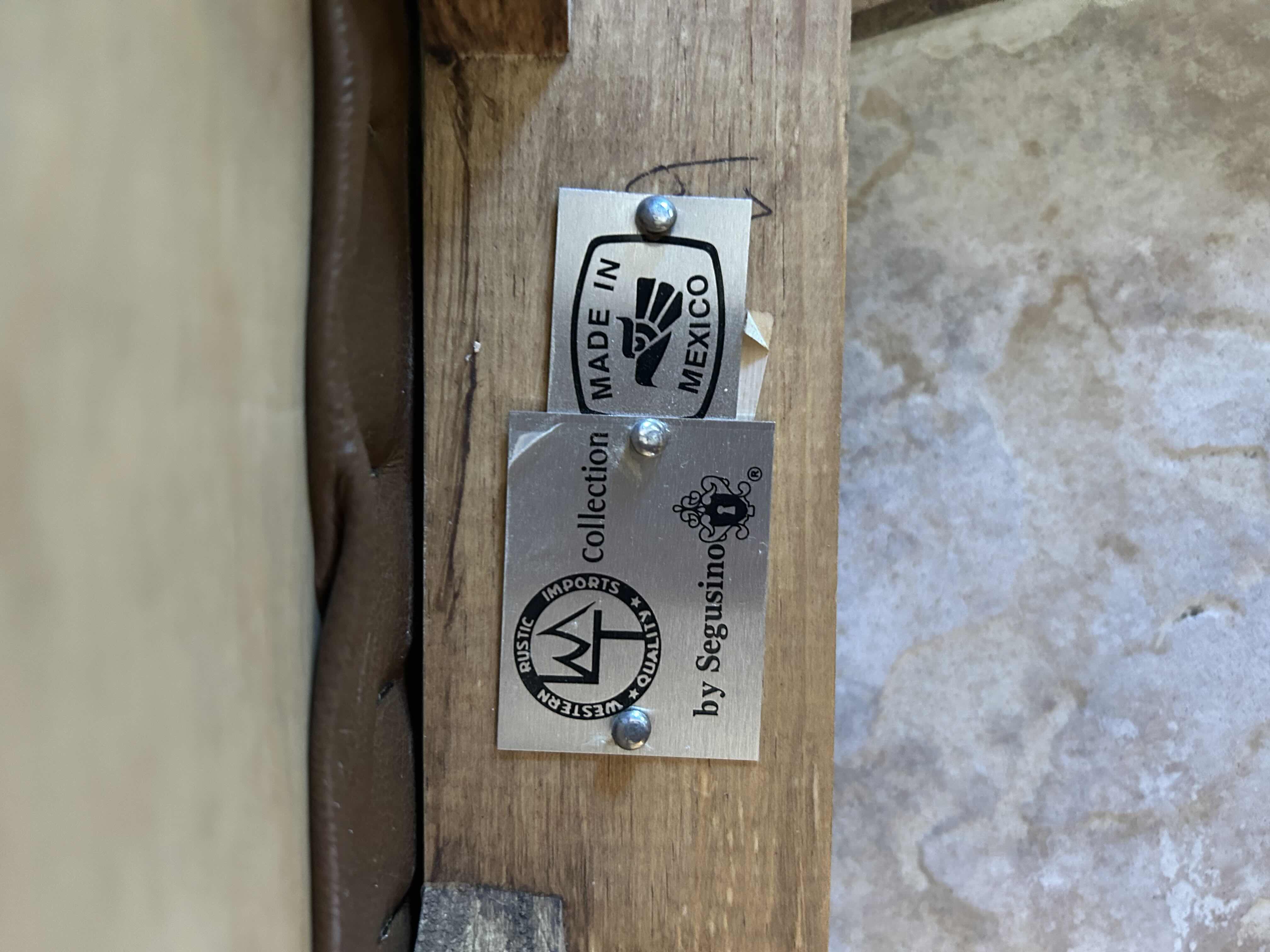 Photo 1 of 2- WESTERN RUSTIC TEXAS STAR WOOD CHAIR W BROWN CUSHION SEAT BY SEGUSINO