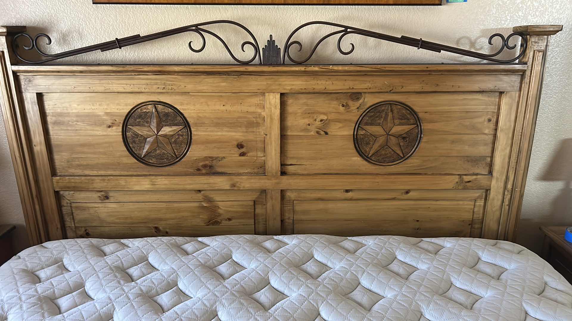 Photo 1 of KING RUSTIC TEXAS STAR SOLID WOOD & METAL BED FRAME BED & BEDDING SOLD SEPARATELY