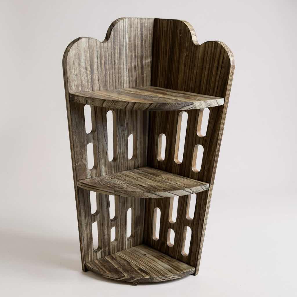 Photo 1 of 3 TIER PRESSED WOOD BATHROOM CORNER SHELF STAND H 32"