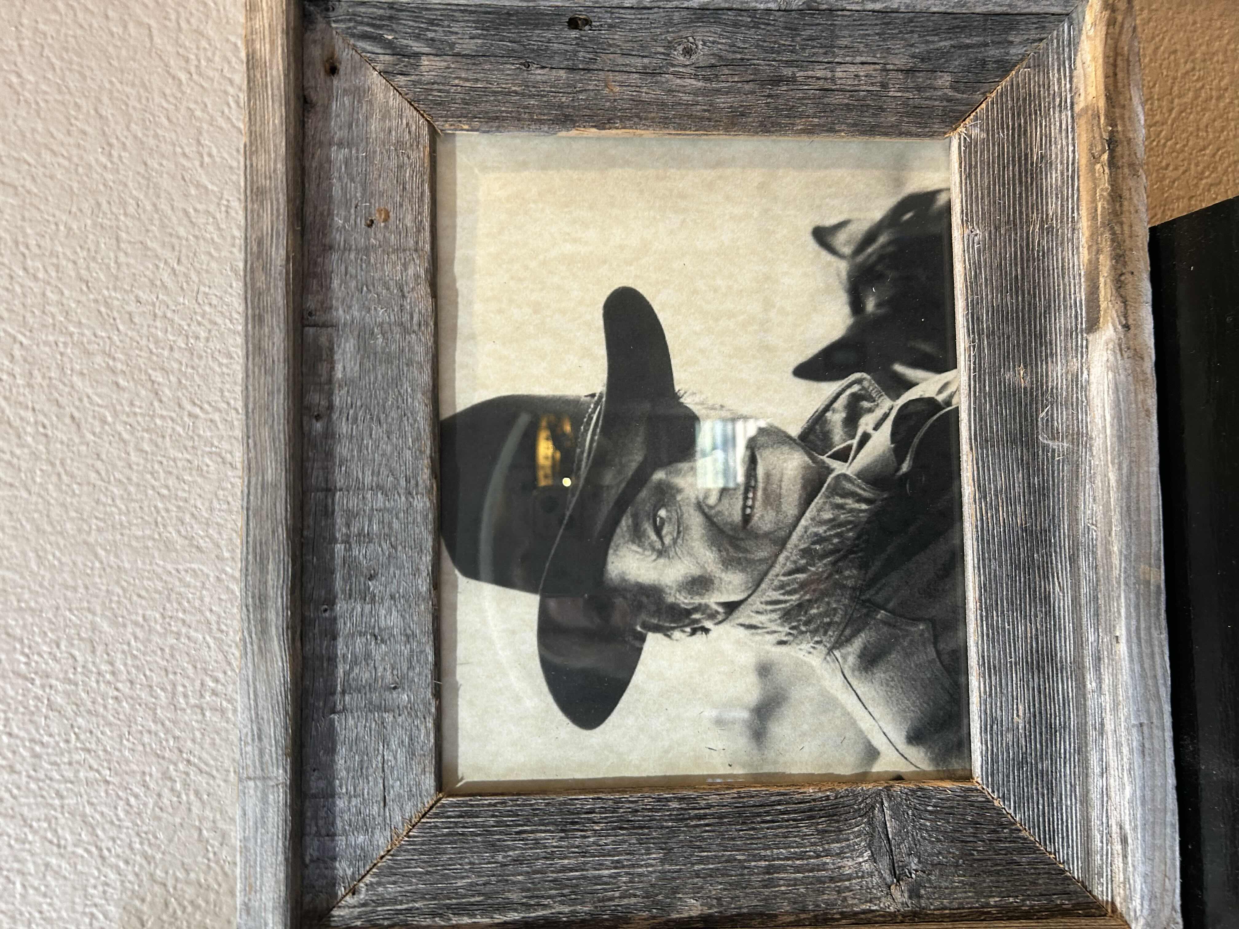 Photo 1 of 2 - RUSTIC WOOD FRAMED PICTURES OF JOHN WAYNE 14" 12"