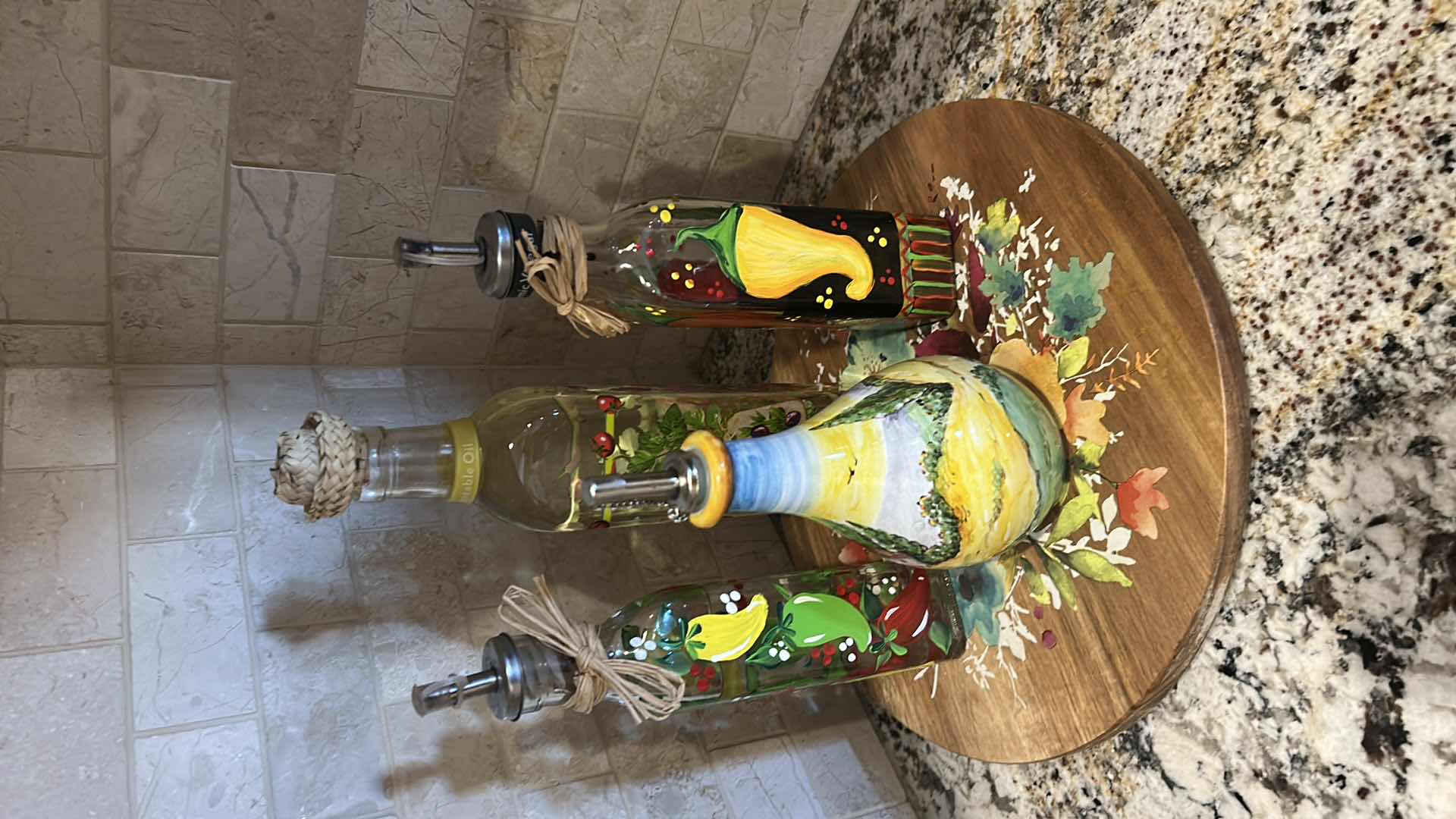 Photo 1 of DECORATIVE HAND PAINTED BOTTLES LAZY SUSAN