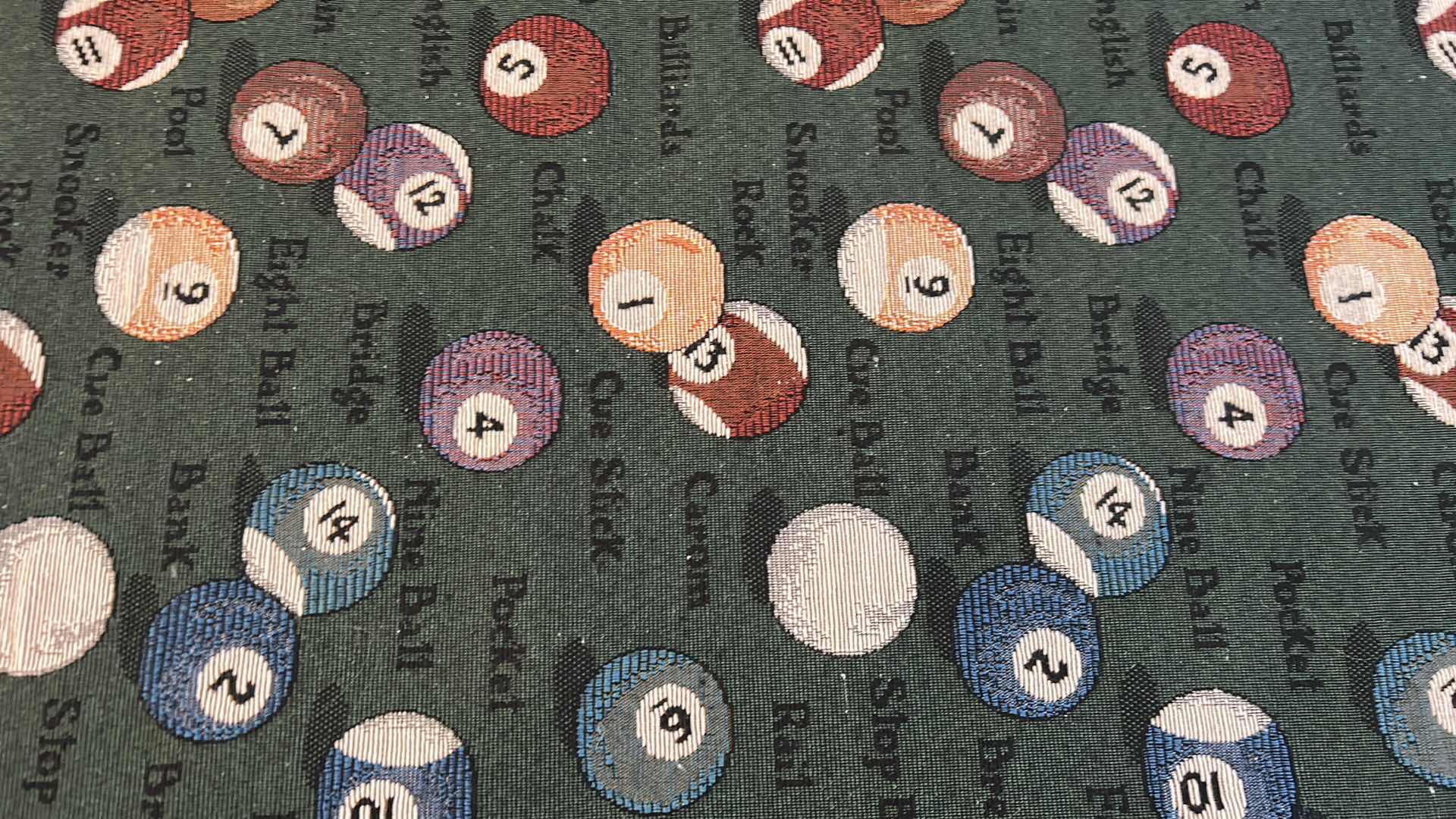 Photo 1 of 2-BILLIARD BALL RUNNERS W GREEN BACKGROUND 16" X 63" 11" X 63"