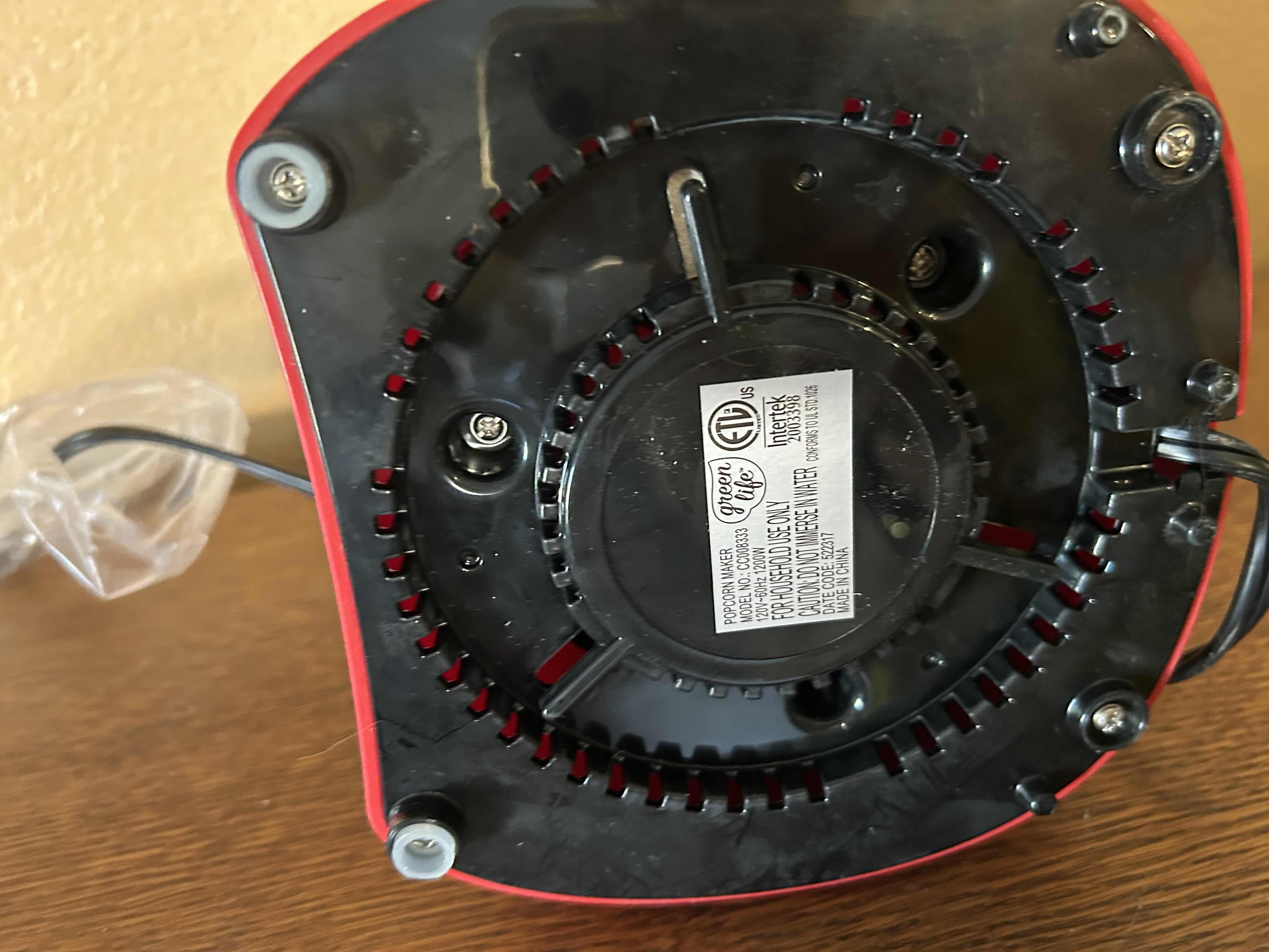 Photo 1 of GREEN LIFE RED POPCORN MAKER