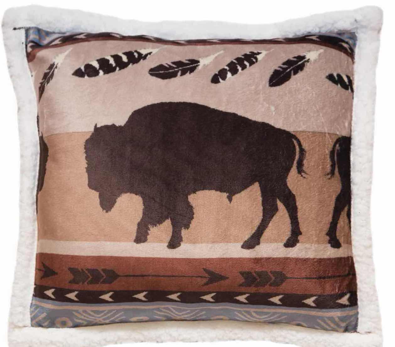 Photo 1 of 2-WRANGLER BUFFALO SOUTHWESTERN PLUSH KING PILLOW SHAMS & DECORATIVE PILLOW