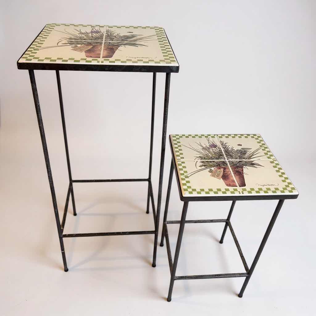 Photo 1 of 2- METAL PLANT STAND W DESIGN H 10" X 24" 8" X 16"