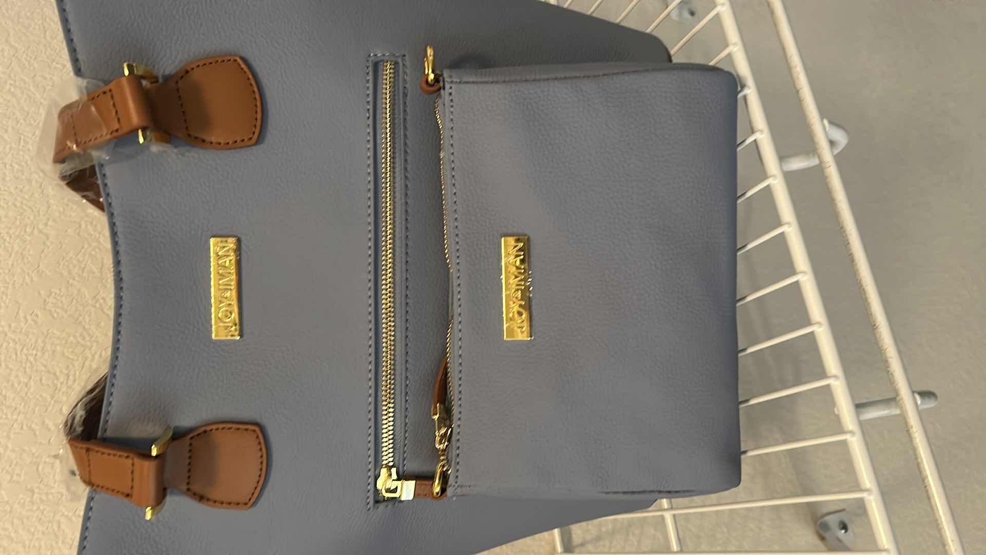 Photo 1 of NEW JOY & IMAN ALEXANDRIA LEATHER TOTE W CROSSBODY BAG PERIWINKLE  BLUE