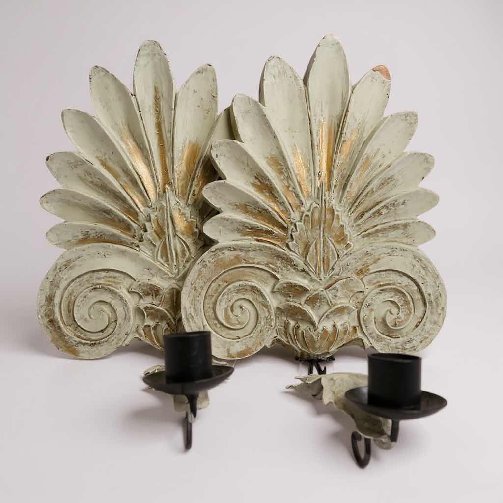 Photo 1 of 2-RESIN LEAF WALL SCONCES