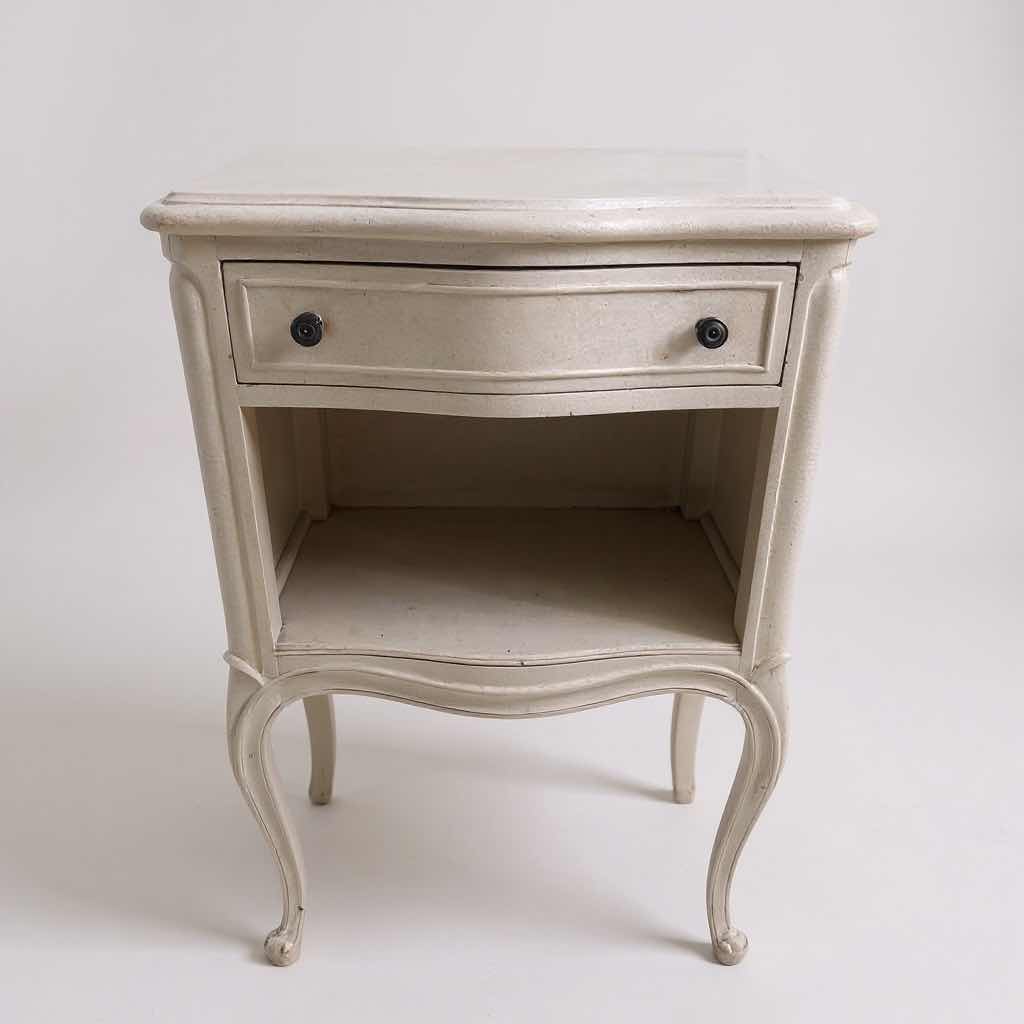 Photo 1 of FRENCH PROVINCIAL OFFWHITE NIGHTSTAND W OPEN SHELF 17" X 12" H 28"