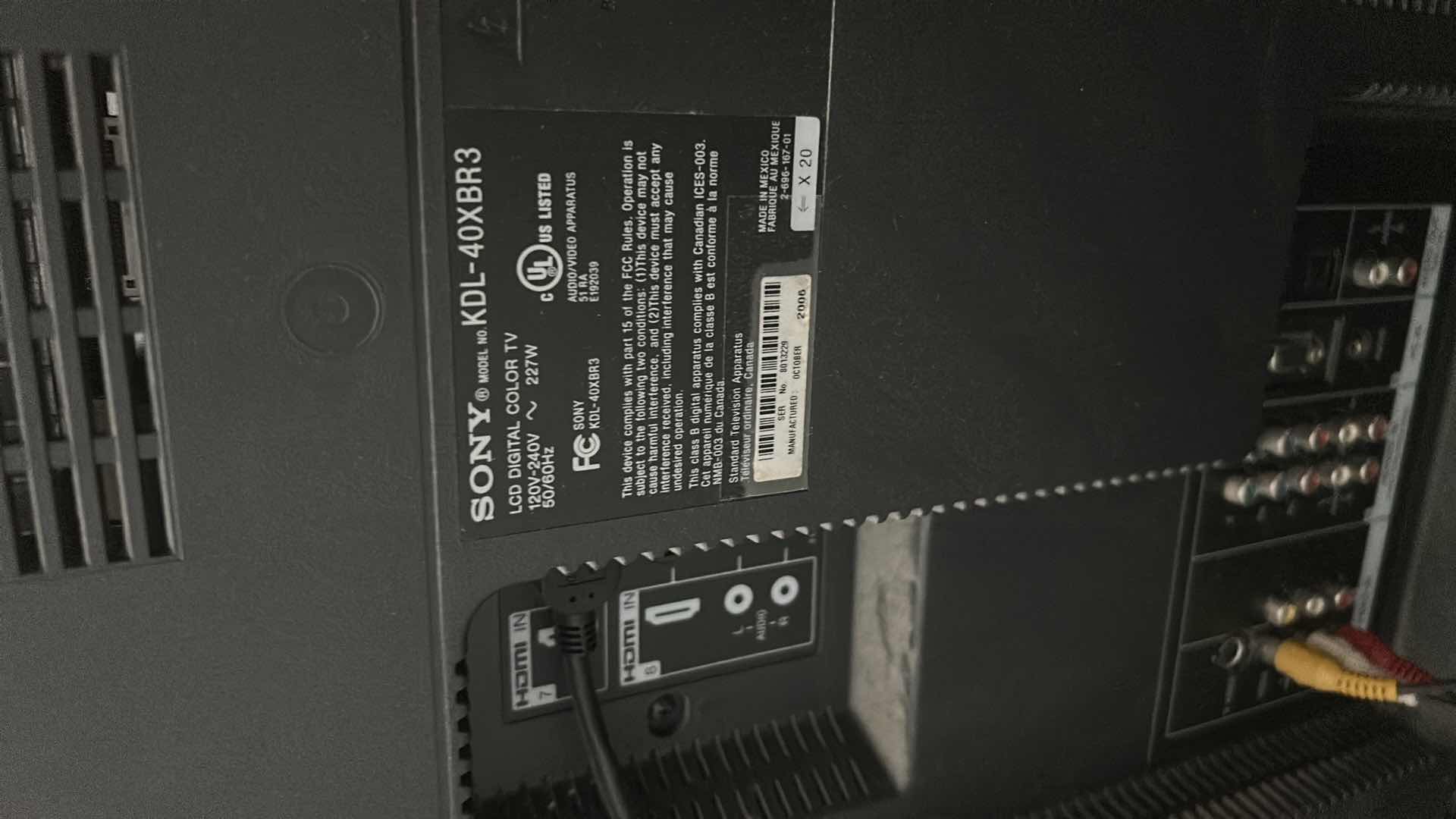 Photo 1 of 40" SONY BRAVIA XBR TV ON BLACK STAND NO REMOTE