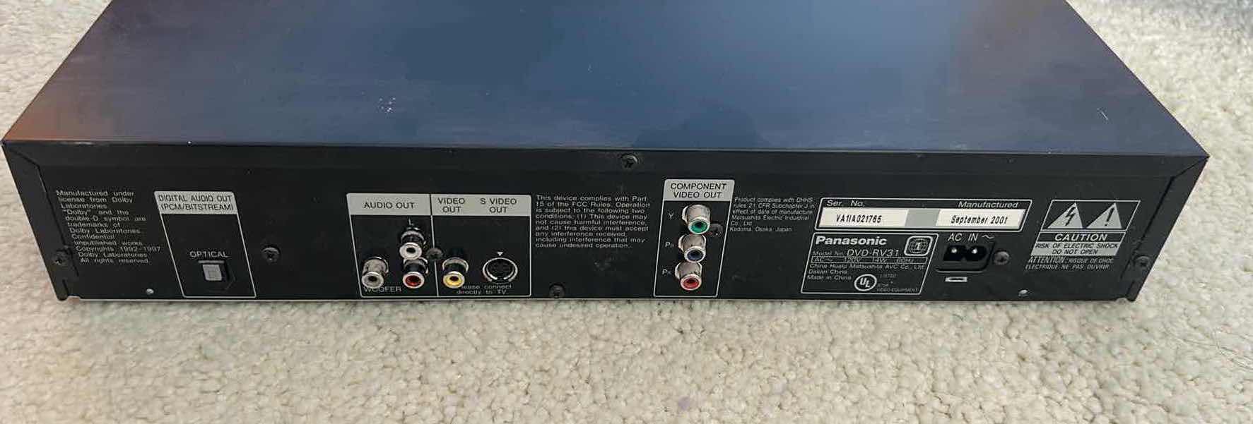 Photo 1 of PANASONIC DVD-RV31 DVD PLAYER