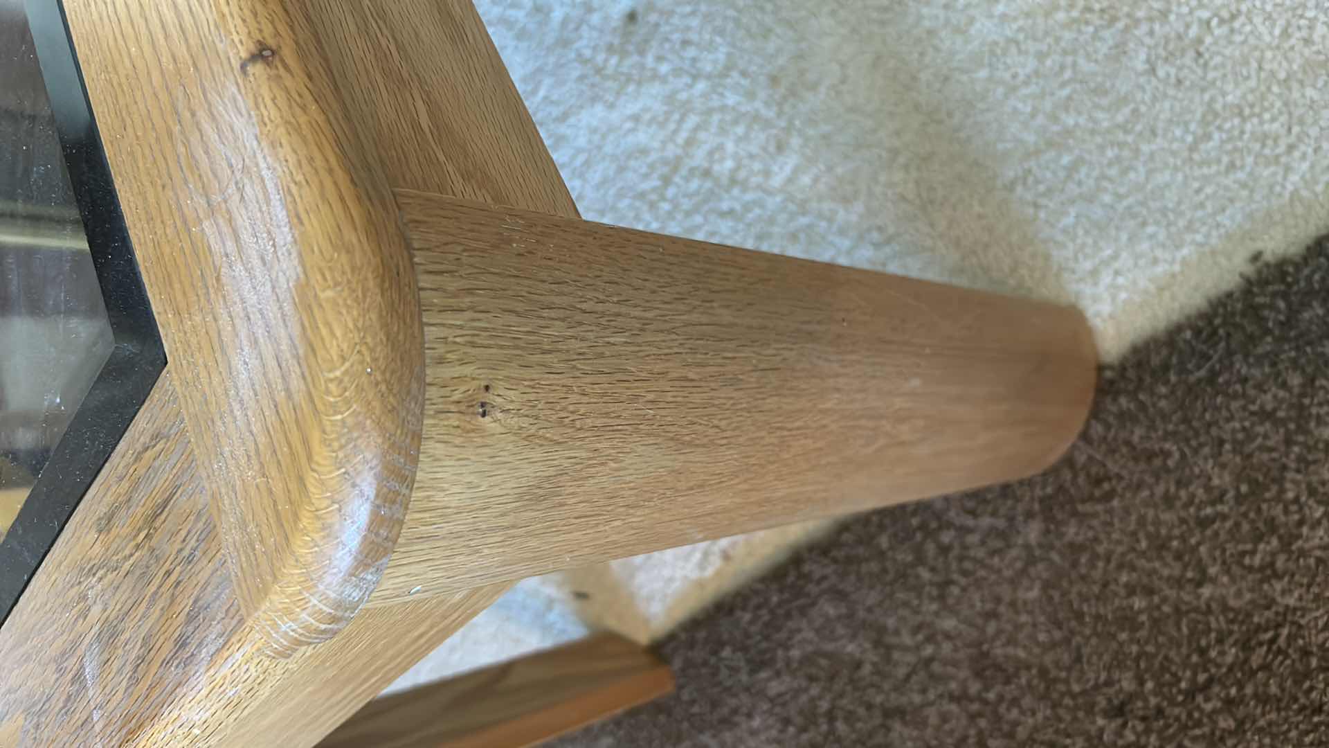 Photo 1 of OAK SIDE TABLE W GLASS INSERT 20" X 27" H 20"