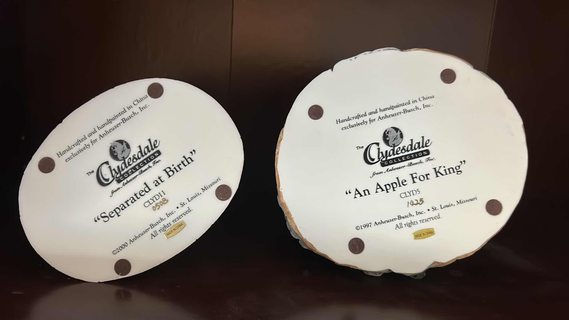 Photo 1 of CLYDESDALE COLLECTABLES "SEPARATED AT BIRTH" " AN APPLE FOR KING"