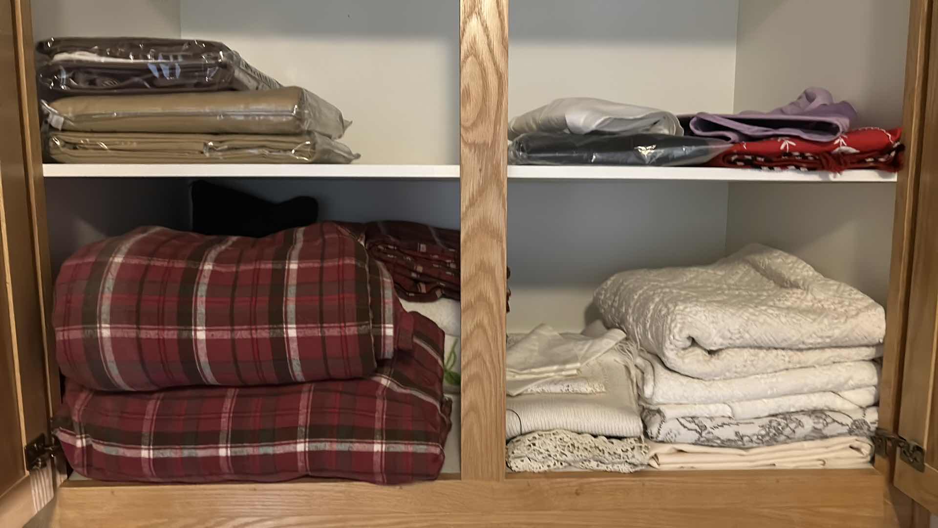 Photo 1 of CONTENTS OF CABINET LACE TABLE CLOTH FLANNEL SHEETS