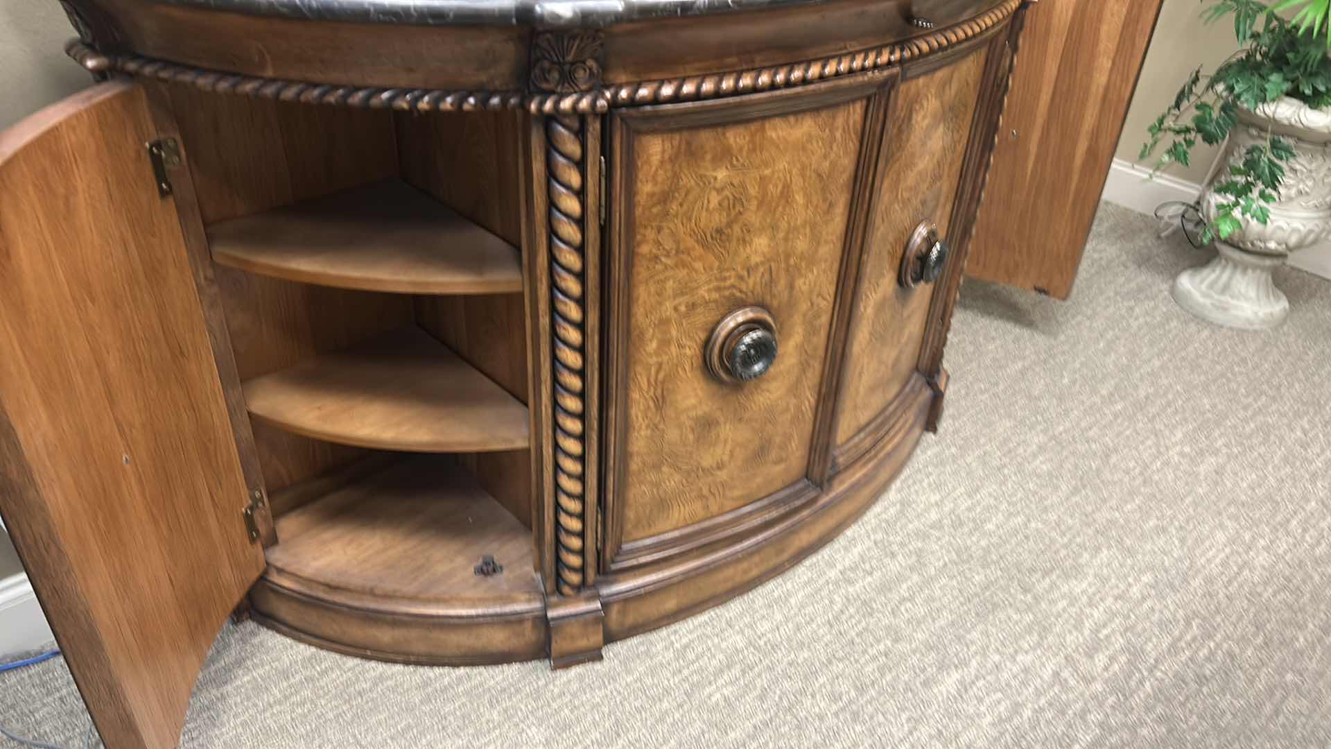 Photo 1 of CLASSICAL STYLE WOODEN CREDENZA W MARBLE TOP  66" X 22" H 41"