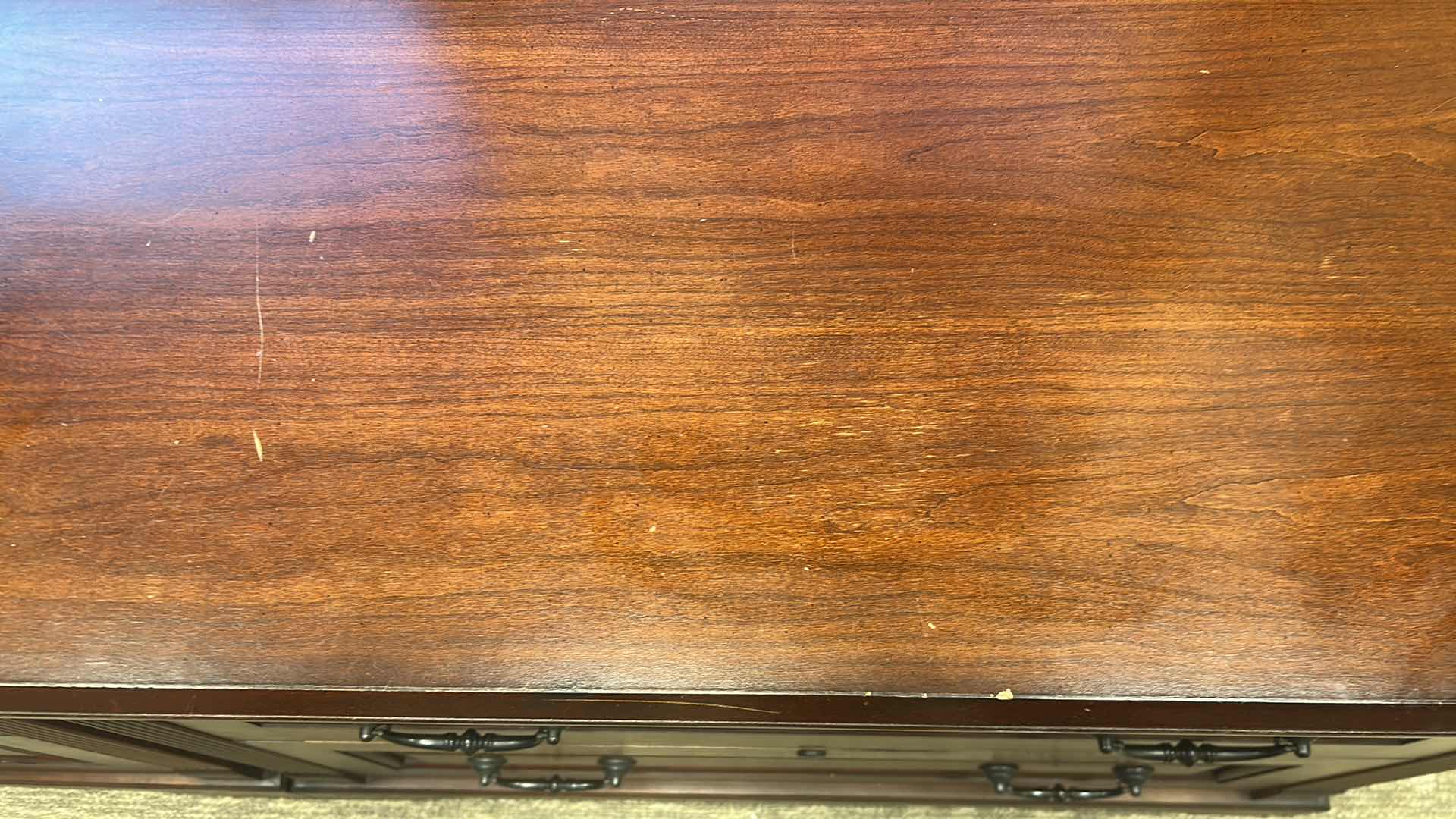 Photo 1 of CHERRY FINISH FILING CABINET 40" X 22" H 29"