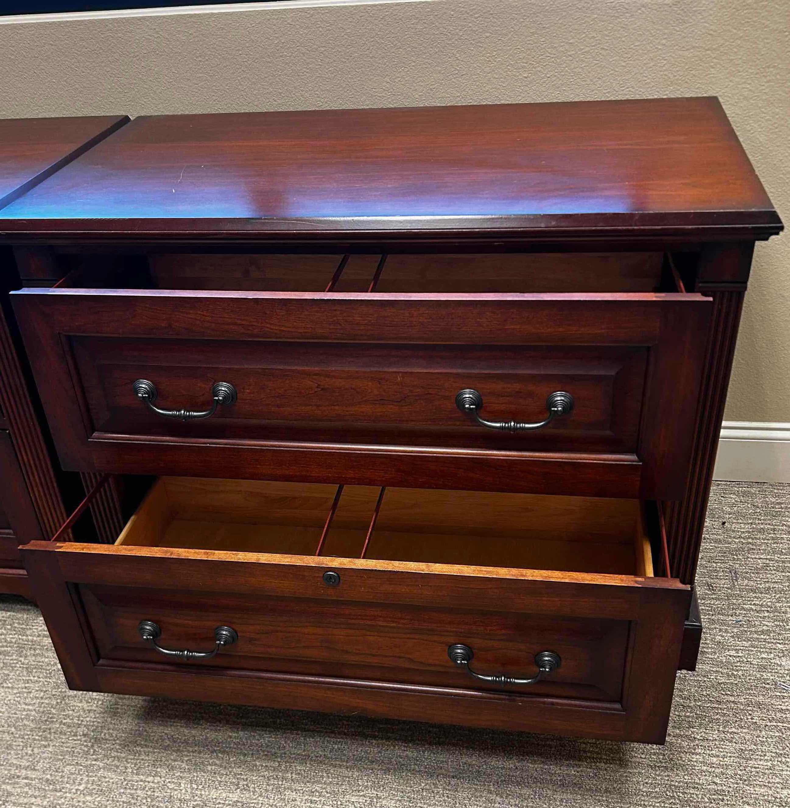 Photo 1 of CHERRY FINISH FILING CABINET 40" X 22" H 29"