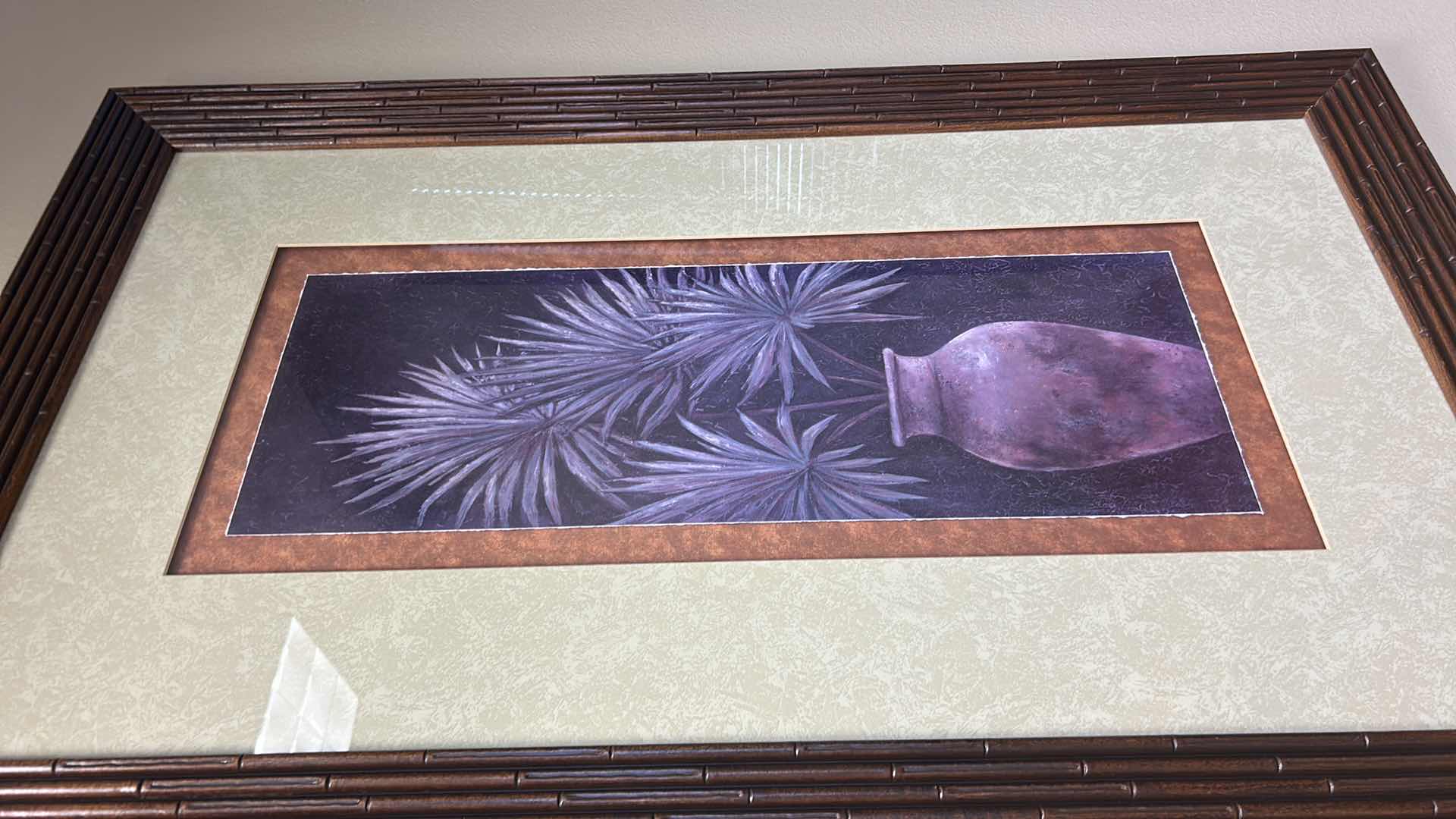 Photo 1 of BAMBOO STYLE BROWN FRAMED POTTED PALM WALL ART 28" X 45"