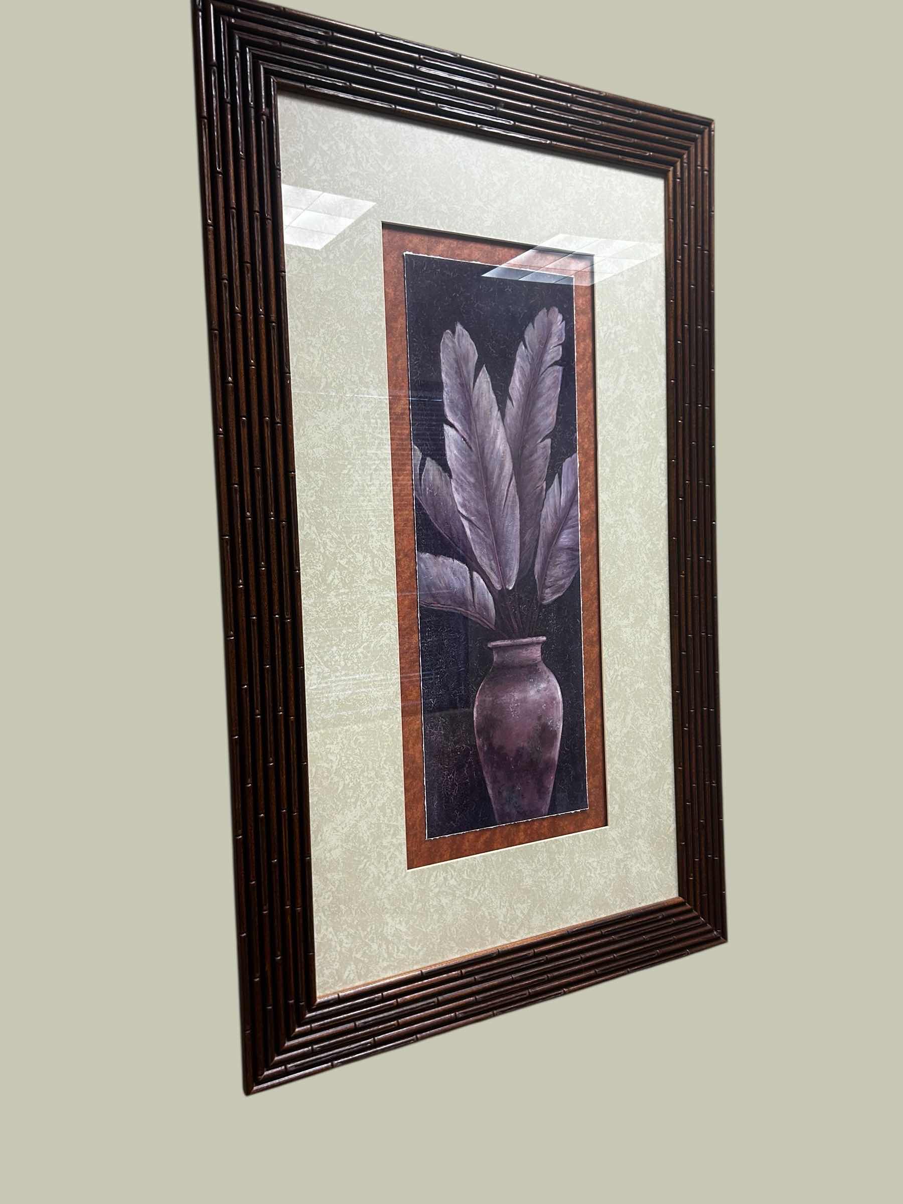 Photo 1 of BAMBOO STYLE BROWN FRAMED POTTED PALM WALL ART 28" X 45"