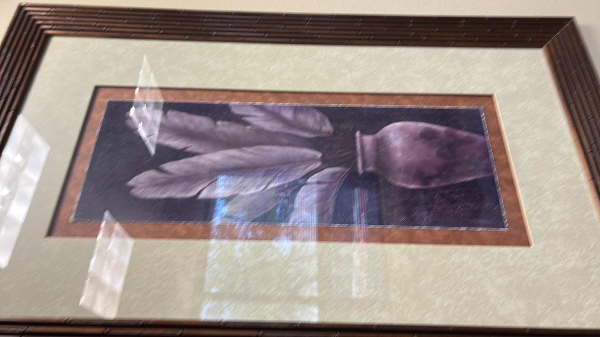 Photo 1 of BAMBOO STYLE BROWN FRAMED POTTED PALM WALL ART 28" X 45"