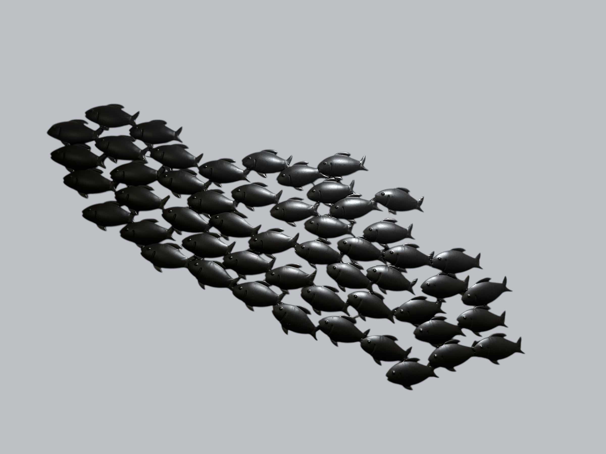 Photo 1 of DECMODE DARK BROWN METAL SWIMMING FISH WALL DECOR W 48"