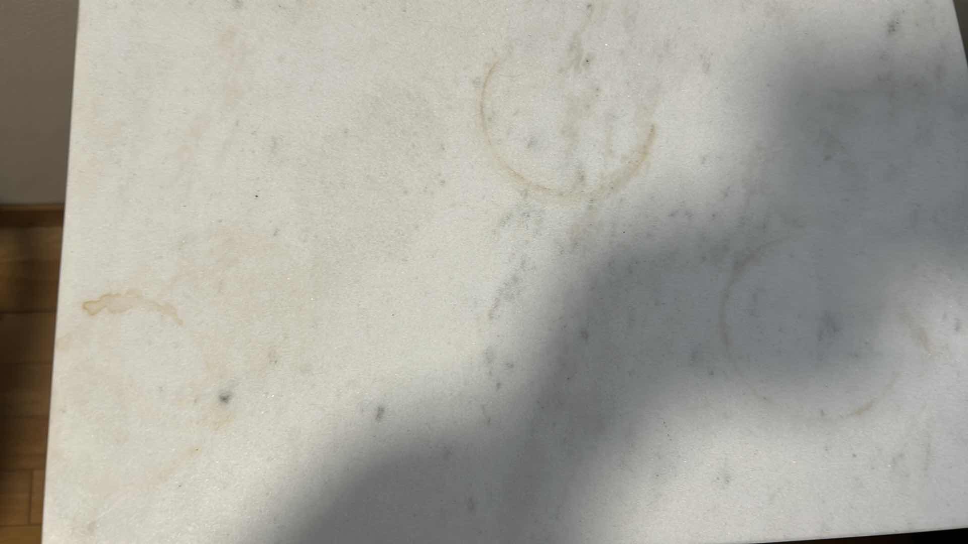 Photo 1 of WHITE WOOD SIDE BOARD W STONE TOP & DOOR 15"X 12" H 32"