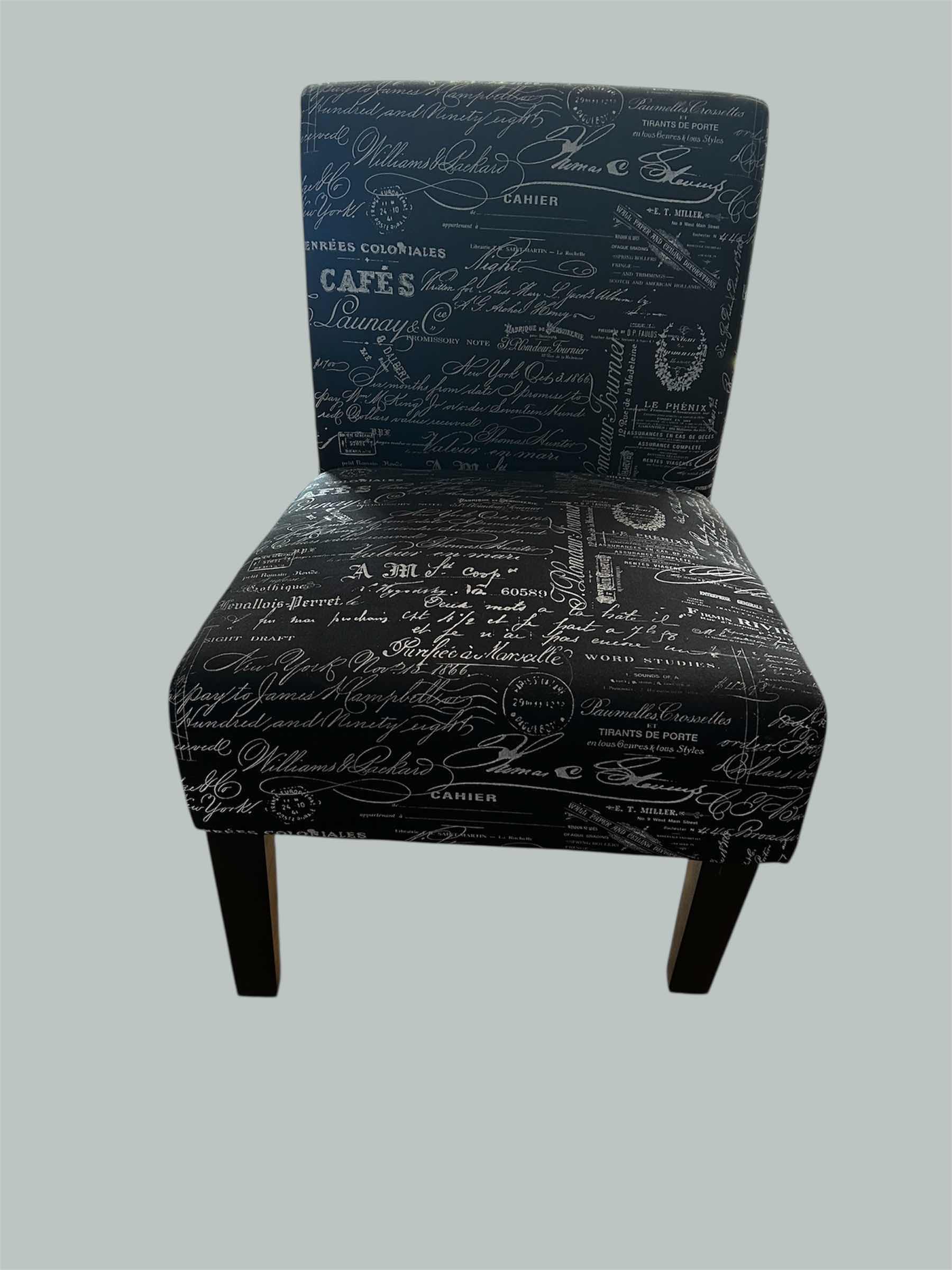 Photo 1 of LINON LILLIAN LINEN UPHOLSTERED SIDE CHAIR W MAHOGANY  FEET