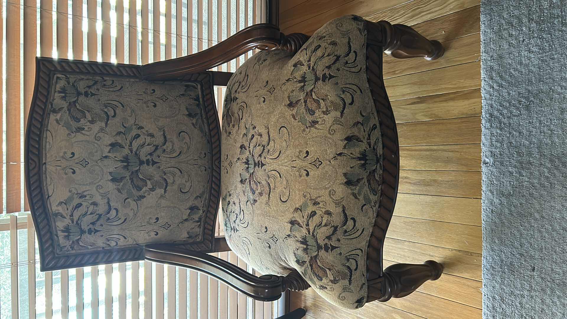 Photo 1 of LOUIS XV STYLE BERGERE ARMCHAIR W CARVED WOOD FRAME FLORAL TAPESTRY UPHOLSTERY