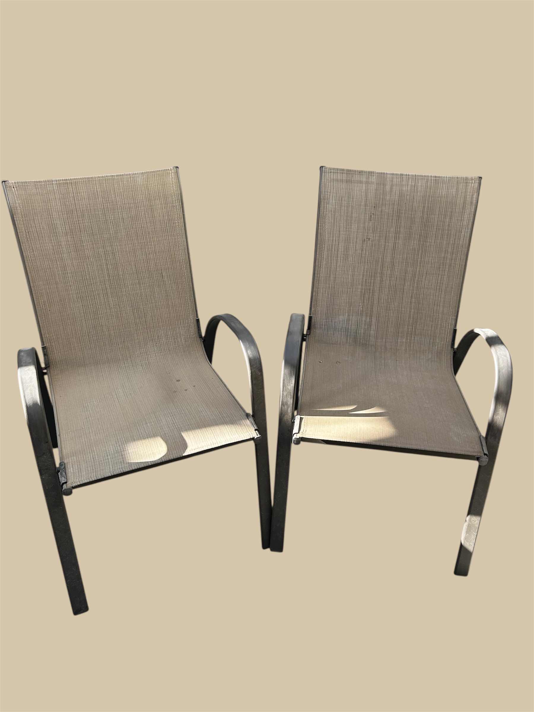 Photo 1 of 2- TAN METAL FRAME OUTDOOR ARM CHAIRS