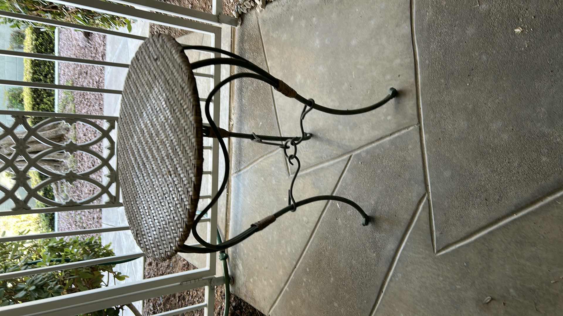 Photo 1 of METAL ROUND TABLE RATTAN TOP 18" X 24"