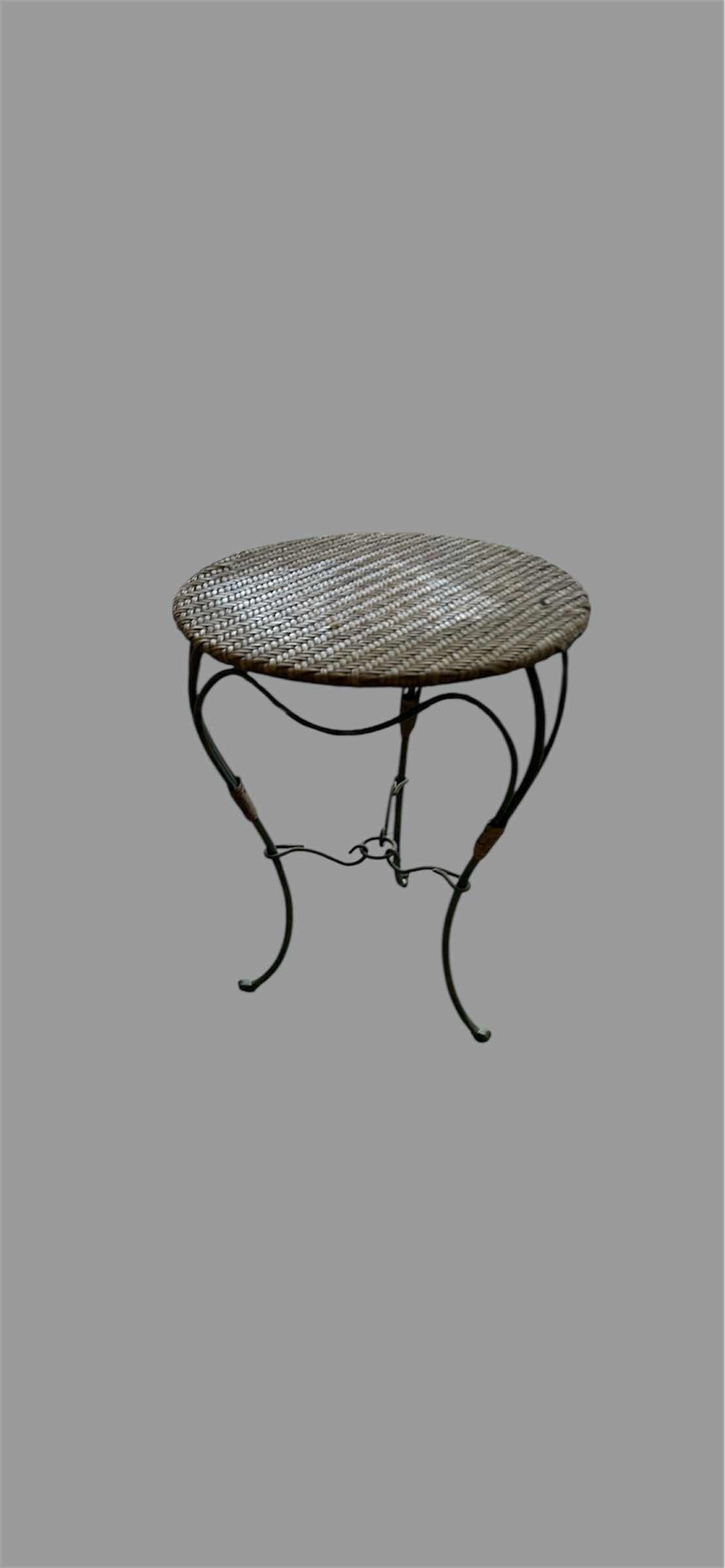 Photo 1 of METAL ROUND TABLE RATTAN TOP 18" X 24"