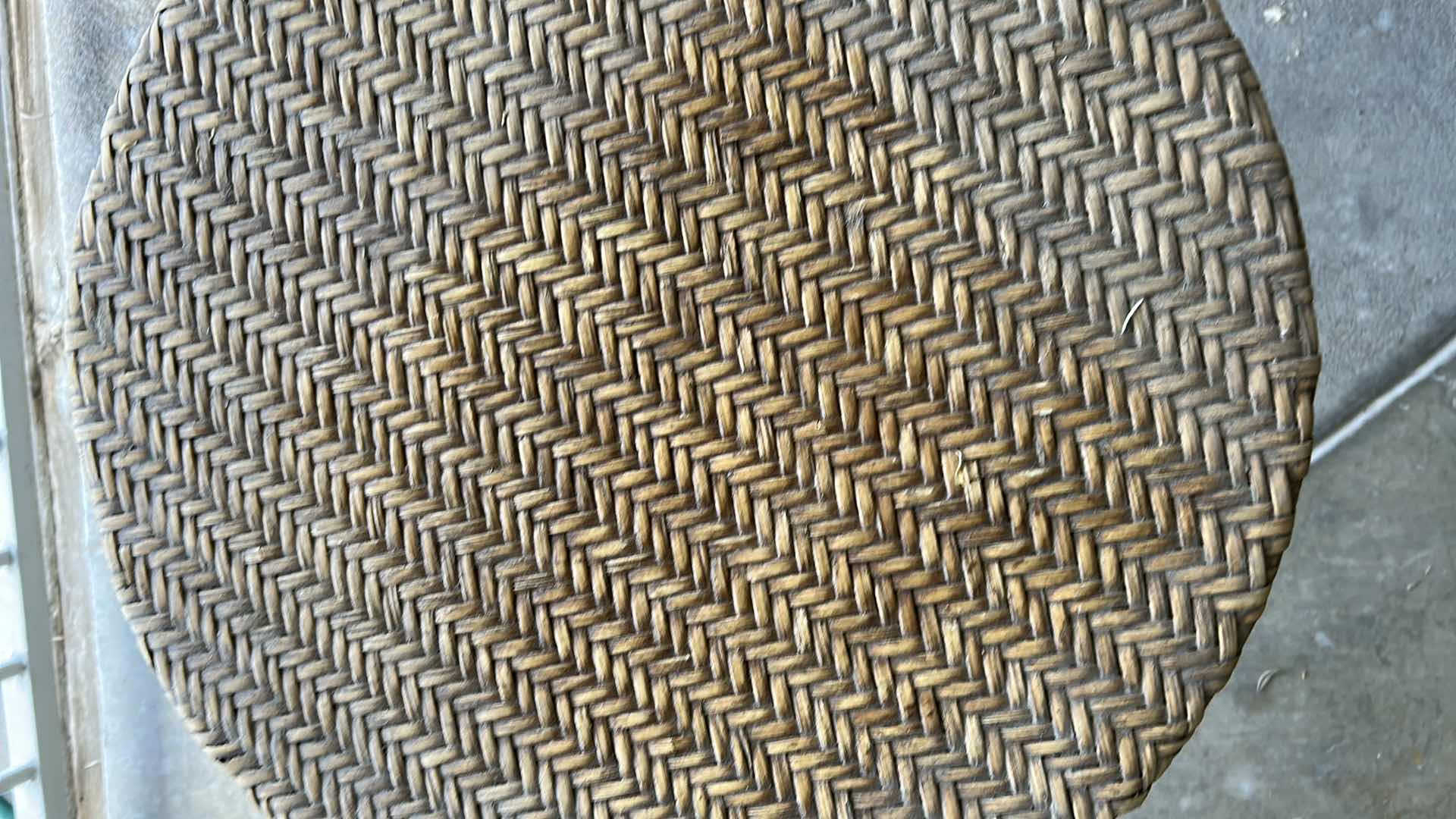 Photo 1 of METAL ROUND TABLE RATTAN TOP 18" X 24"