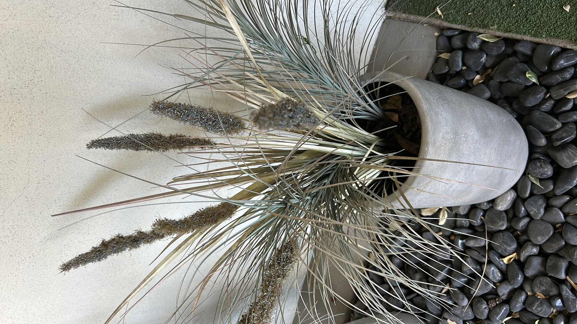 Photo 1 of QL DESIGN FAUX DOGTAIL GRASS POTTED PLANT IN DISTRESSED ZINC POT H 17"