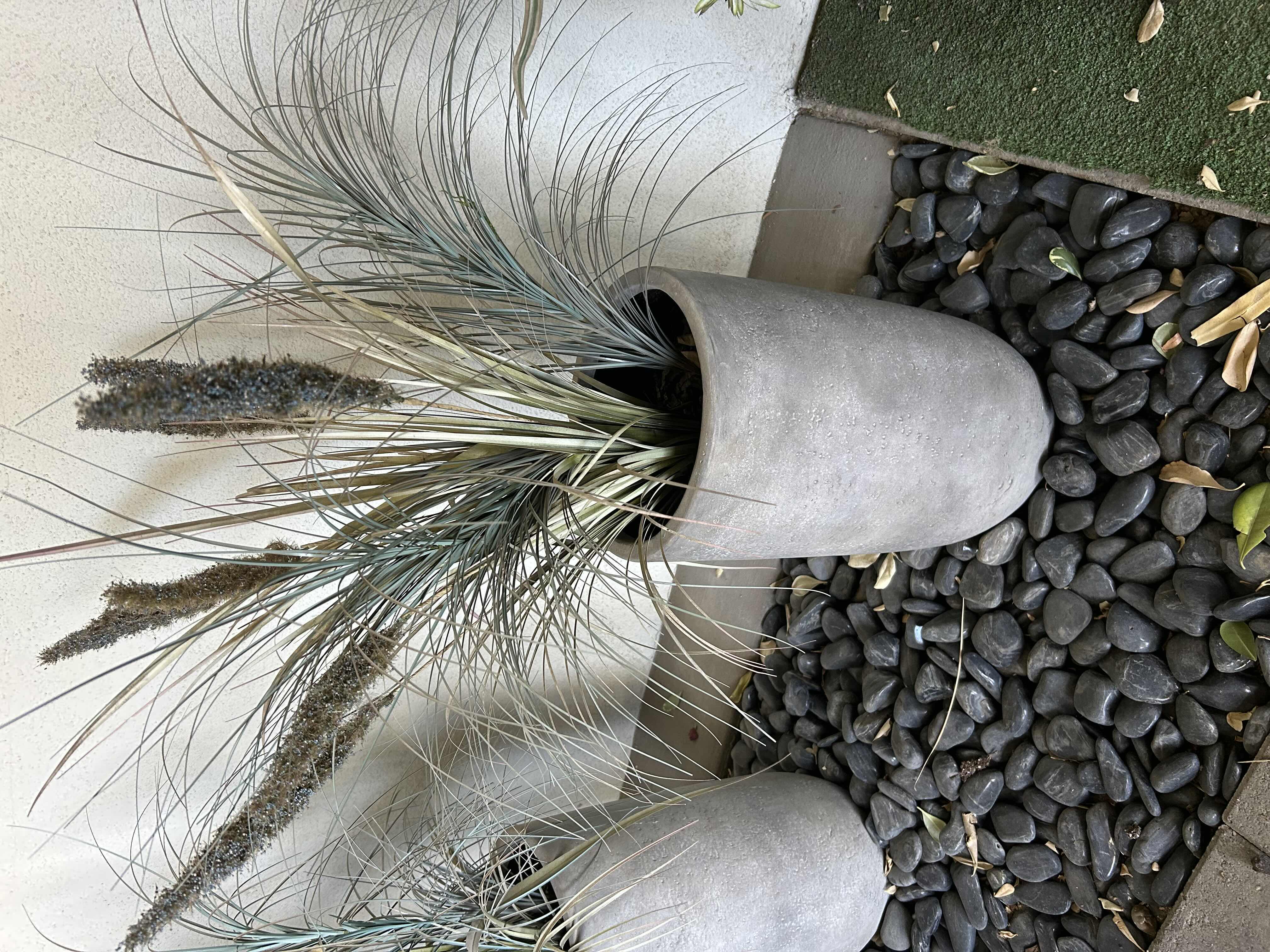 Photo 1 of QL DESIGN FAUX DOGTAIL GRASS POTTED PLANT IN DISTRESSED ZINC POT H 17"