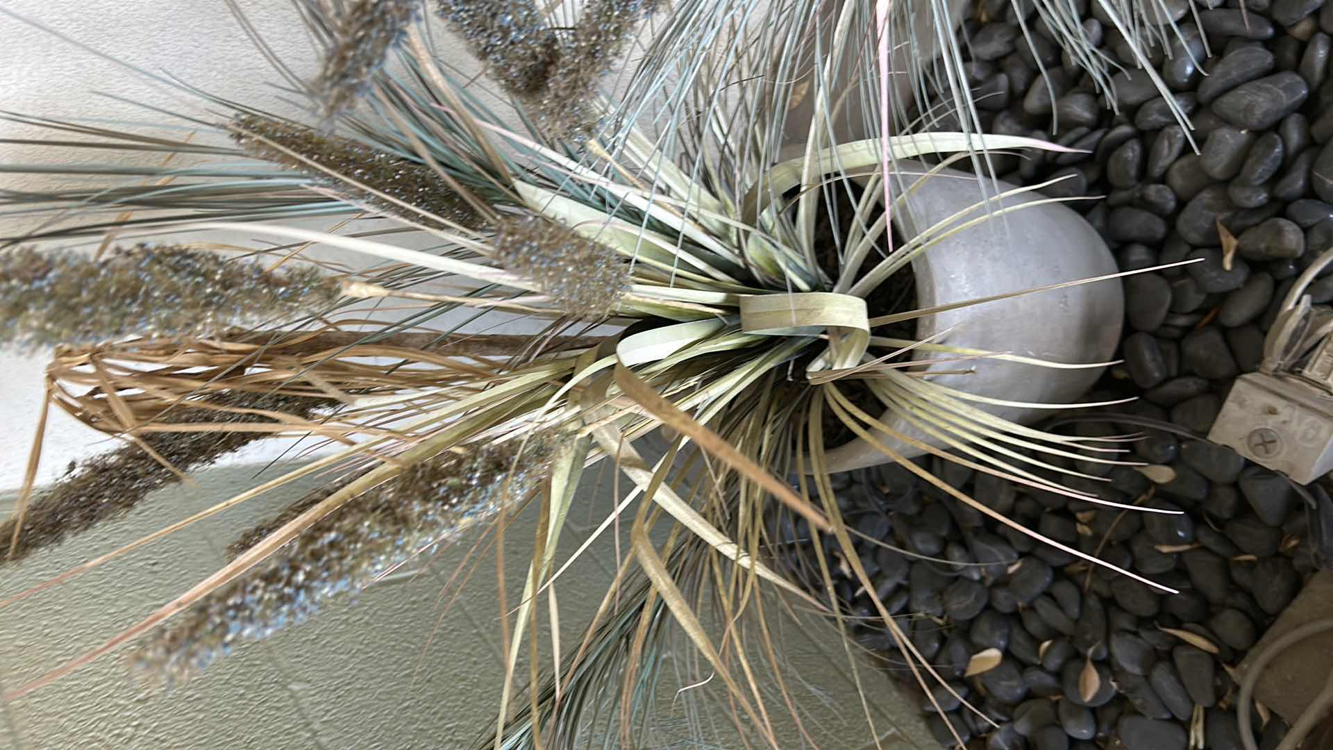 Photo 1 of QL DESIGN FAUX DOGTAIL GRASS POTTED PLANT IN DISTRESSED ZINC POT H 17"