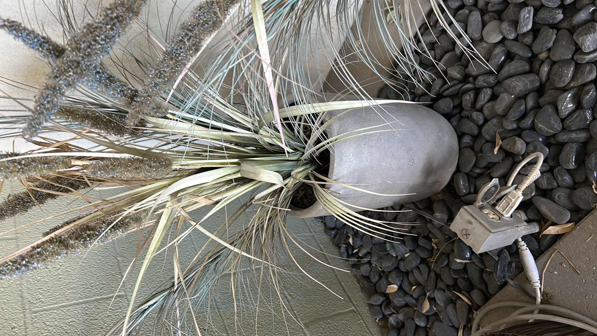 Photo 1 of QL DESIGN FAUX DOGTAIL GRASS POTTED PLANT IN DISTRESSED ZINC POT H 17"