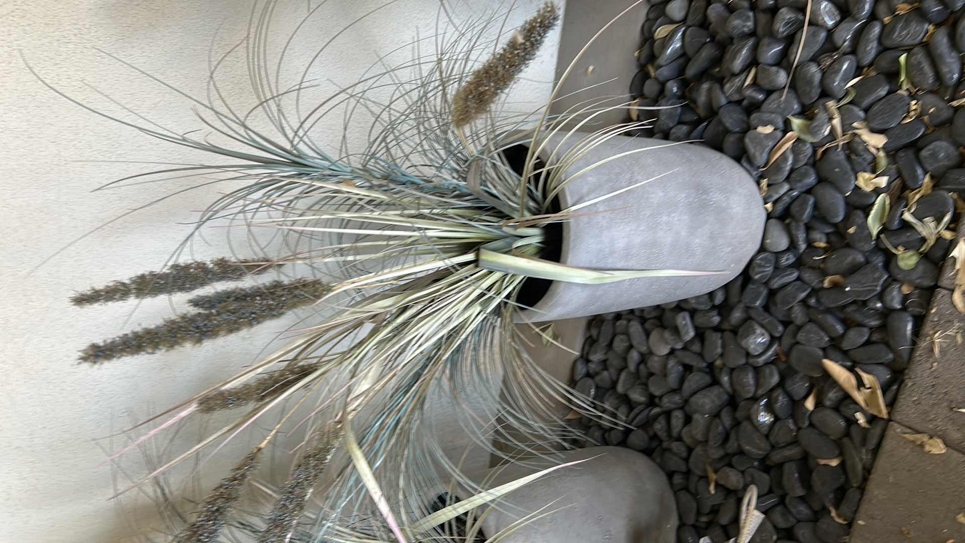 Photo 1 of QL DESIGN FAUX DOGTAIL GRASS POTTED PLANT IN DISTRESSED ZINC POT H 17"