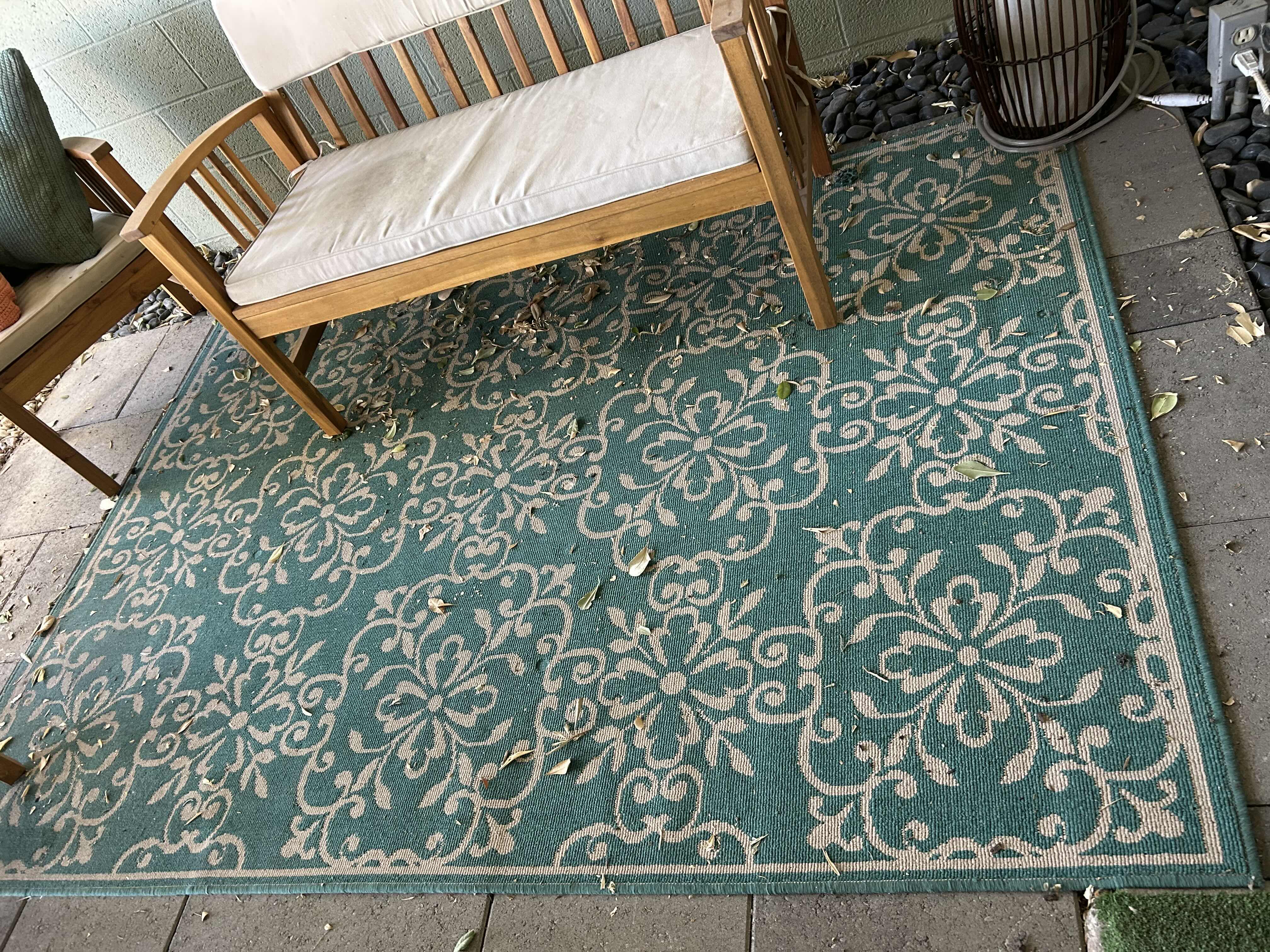 Photo 1 of TURQUOISE OUTDOOR RUG 88" X 61"