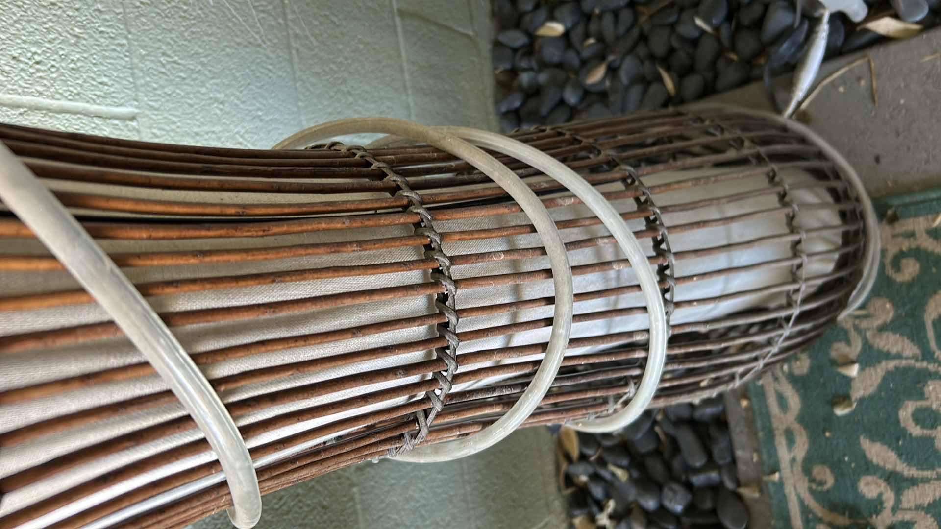 Photo 1 of RATTAN BAMBOO FLOOR LAMP NEEDS CLEANING H 44"