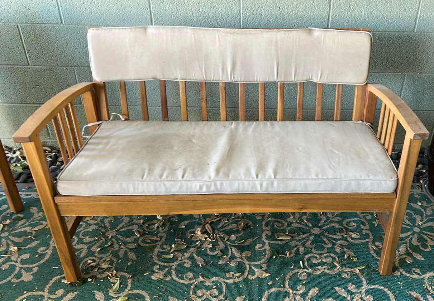 Photo 1 of WOODEN OUTDOOR BENCH W CUSHION 48" X 24"