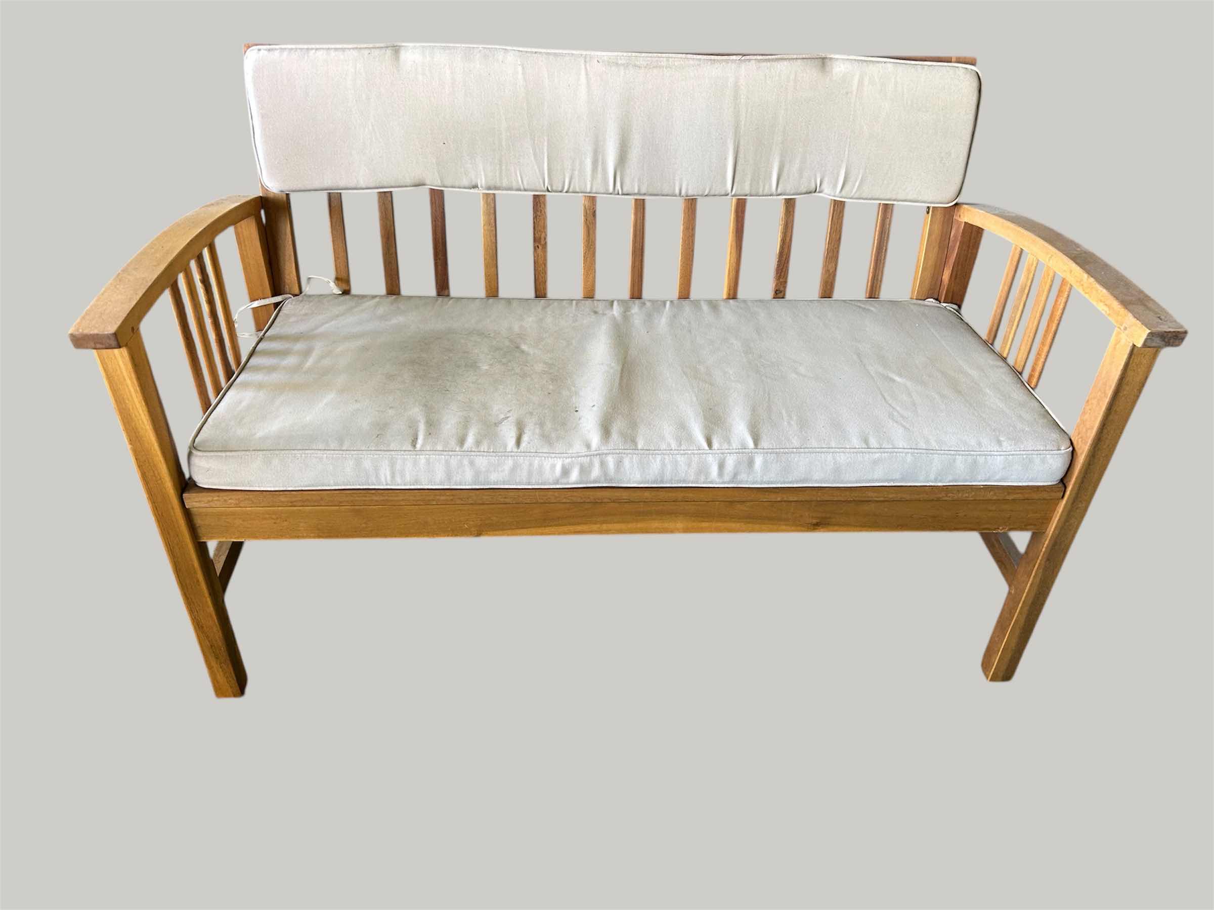Photo 1 of WOODEN OUTDOOR BENCH W CUSHION 48" X 24"