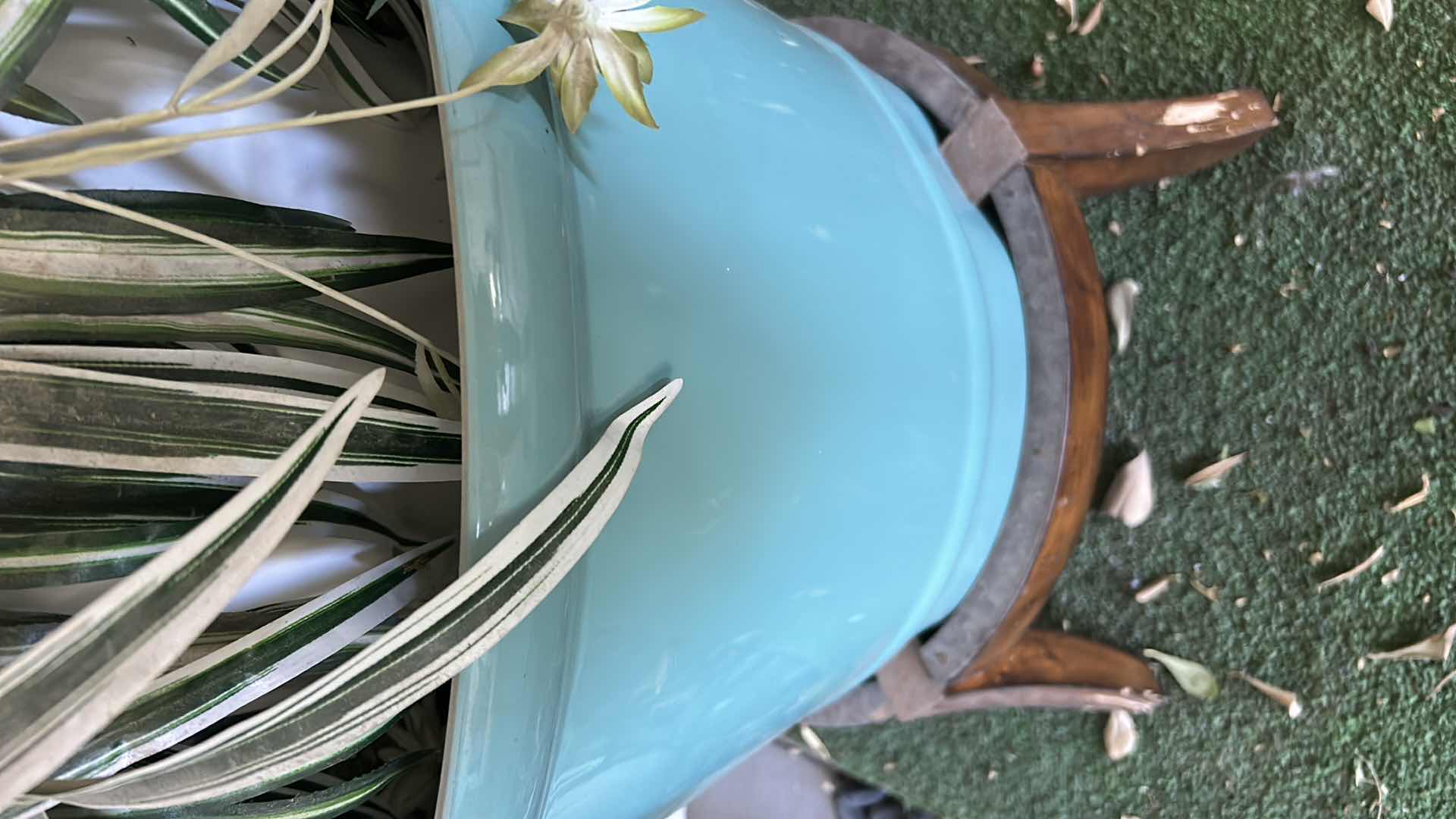 Photo 1 of FAUX PLANT ON WOOD STAND H 24"