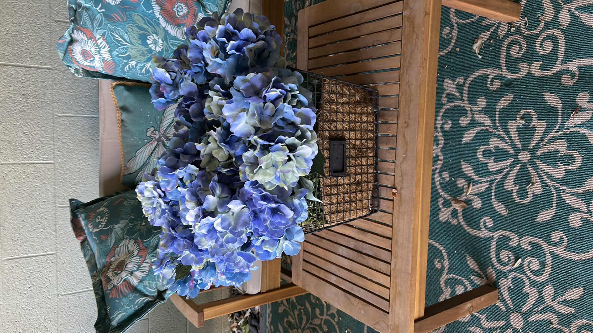 Photo 1 of WIRE BASKET W FAUX FLOWERS 12" X 12"