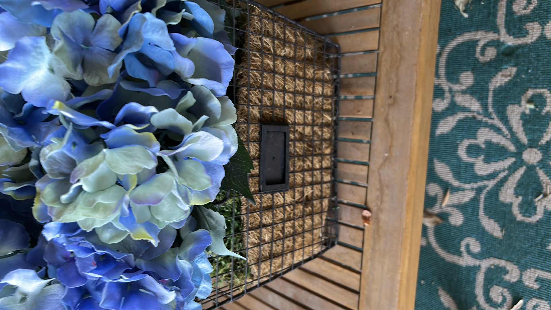 Photo 1 of WIRE BASKET W FAUX FLOWERS 12" X 12"