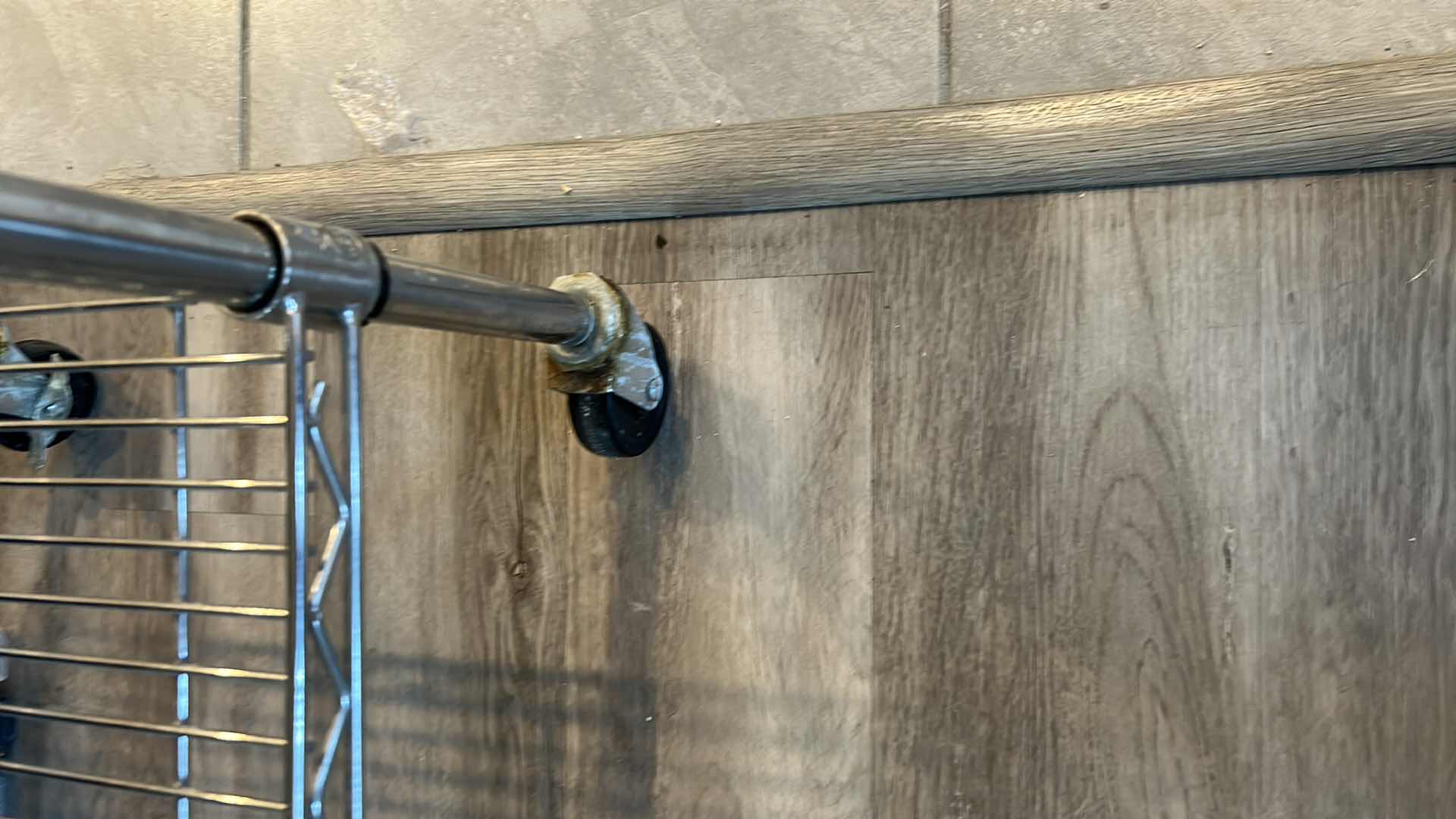 Photo 1 of 3TIER ROLLING KITCHEN CART W OAK WOOD TABLE TOP CHROME FINISH 37" X 19" H 36"