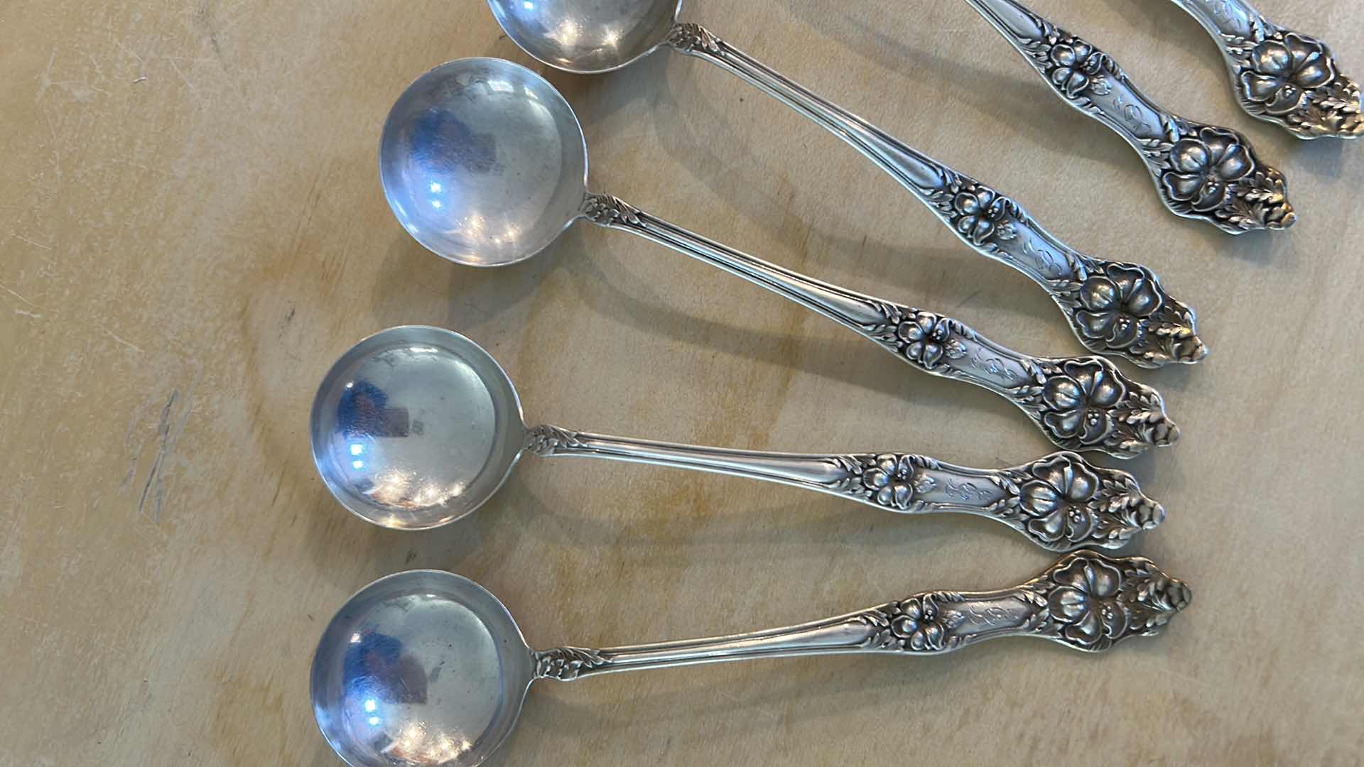 Photo 1 of 6-STERLING SILVER SALT SPOONS